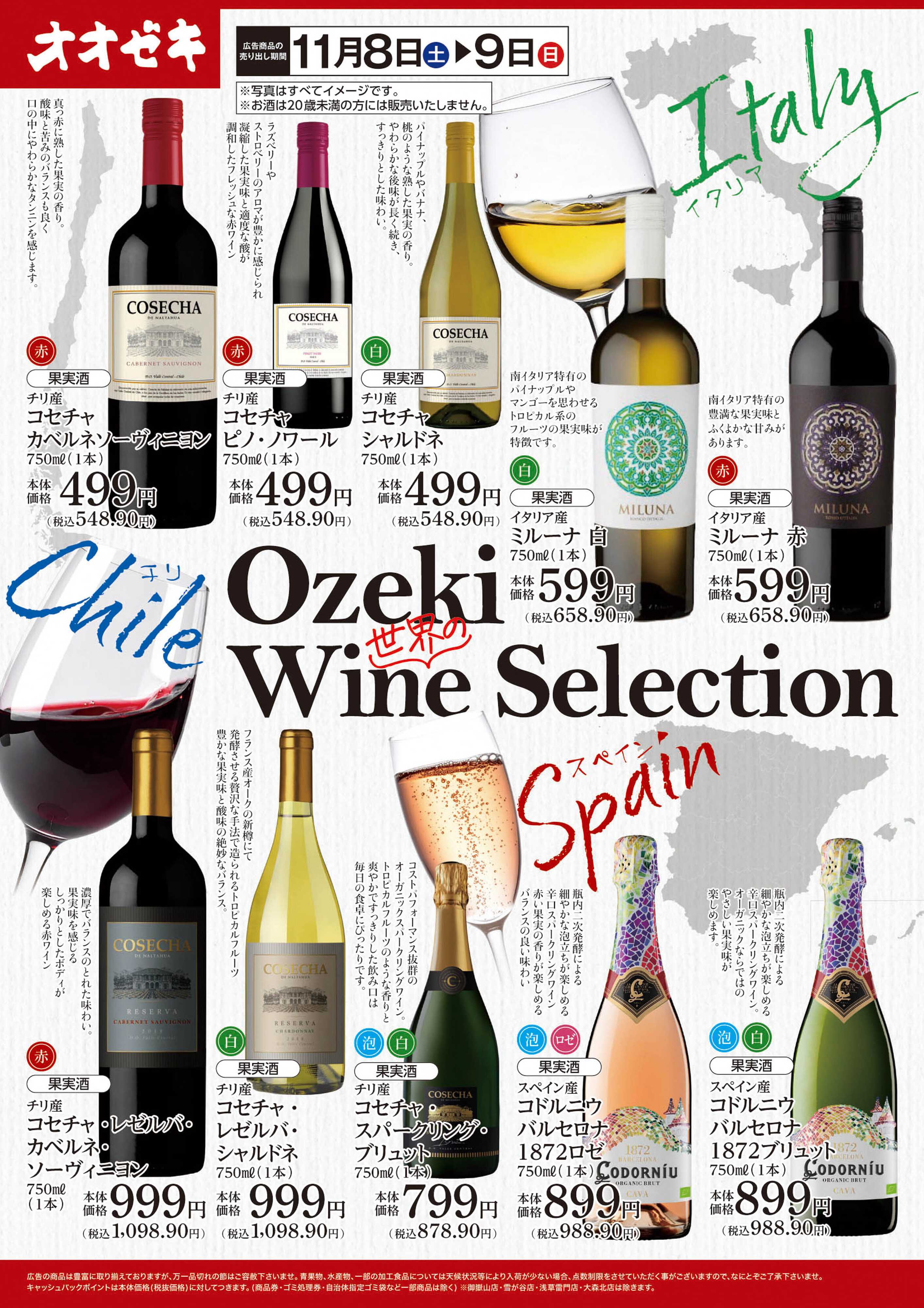 オオゼキ 11/8（土）～11/9(日)オオゼキ　世界のワインセレクション