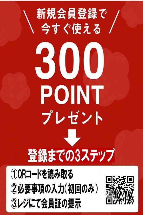 ちゃくちゃくちゃく 新規会員登録で300ポイントプレゼント‼