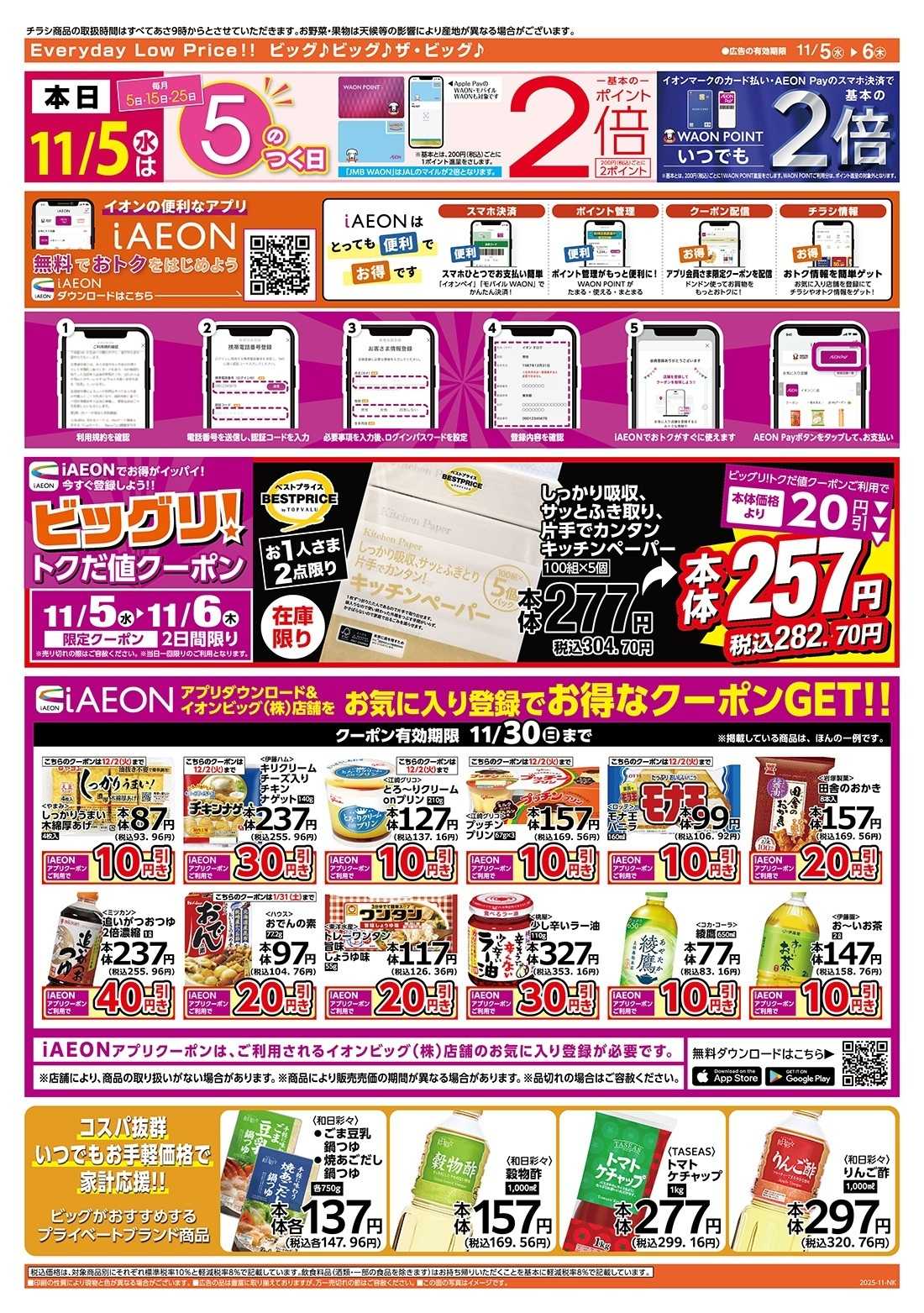 ザ・ビッグ ５のつく日はポイント２倍！