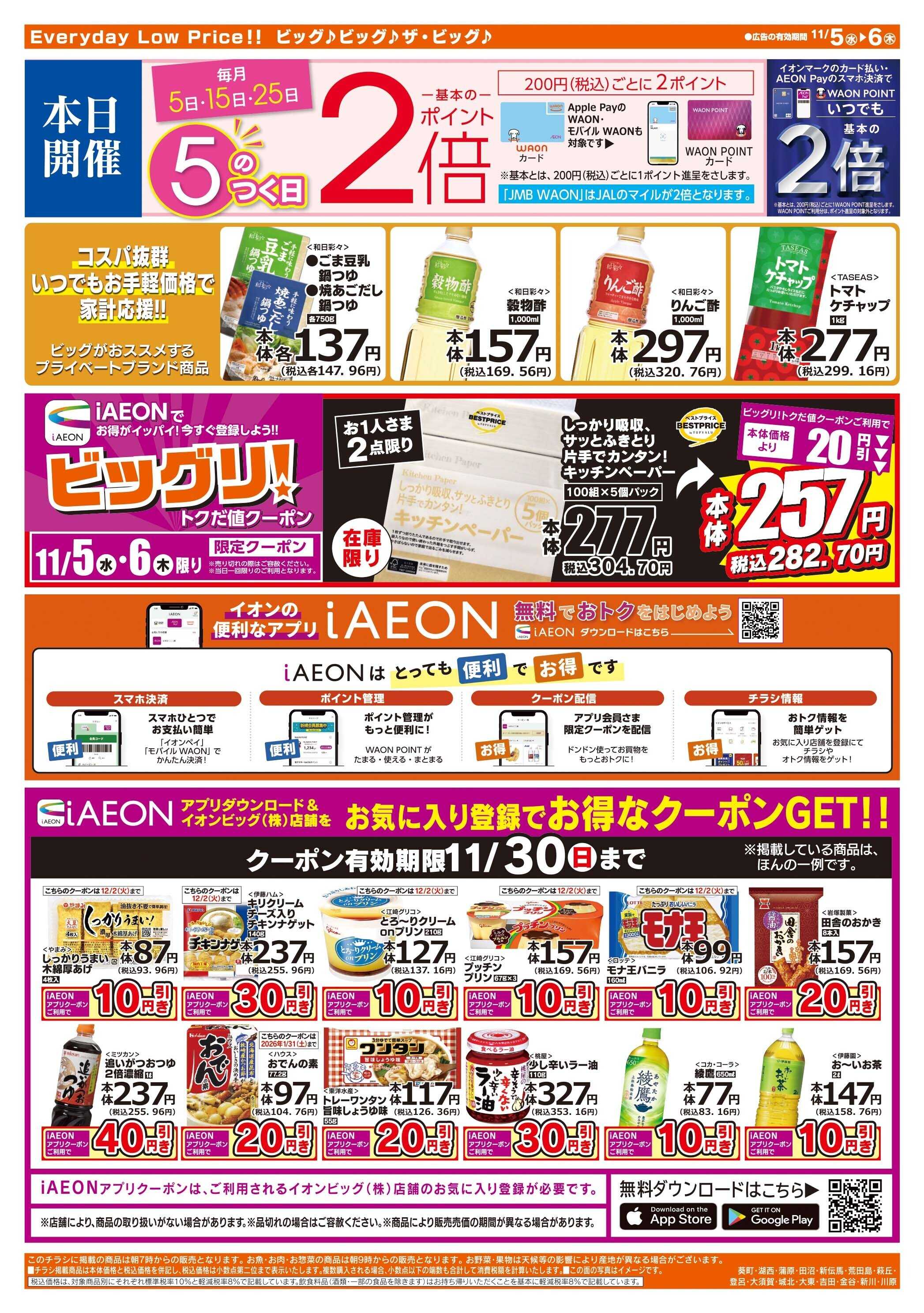 ザ・ビッグ 毎月５のつく日はポイント２倍！