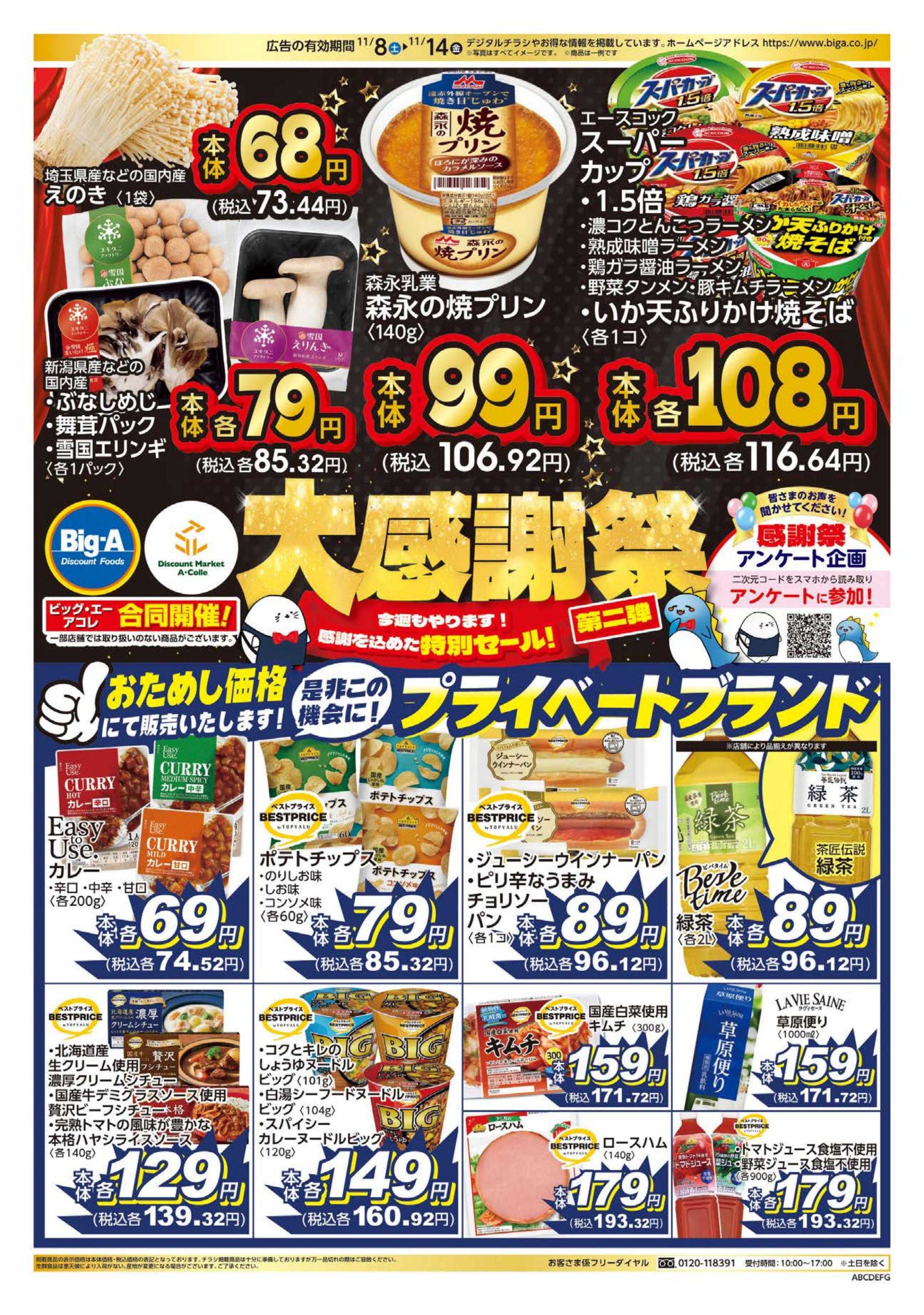 ビッグ・エー １１／８～ビッグ・エー大感謝祭　第２弾！！