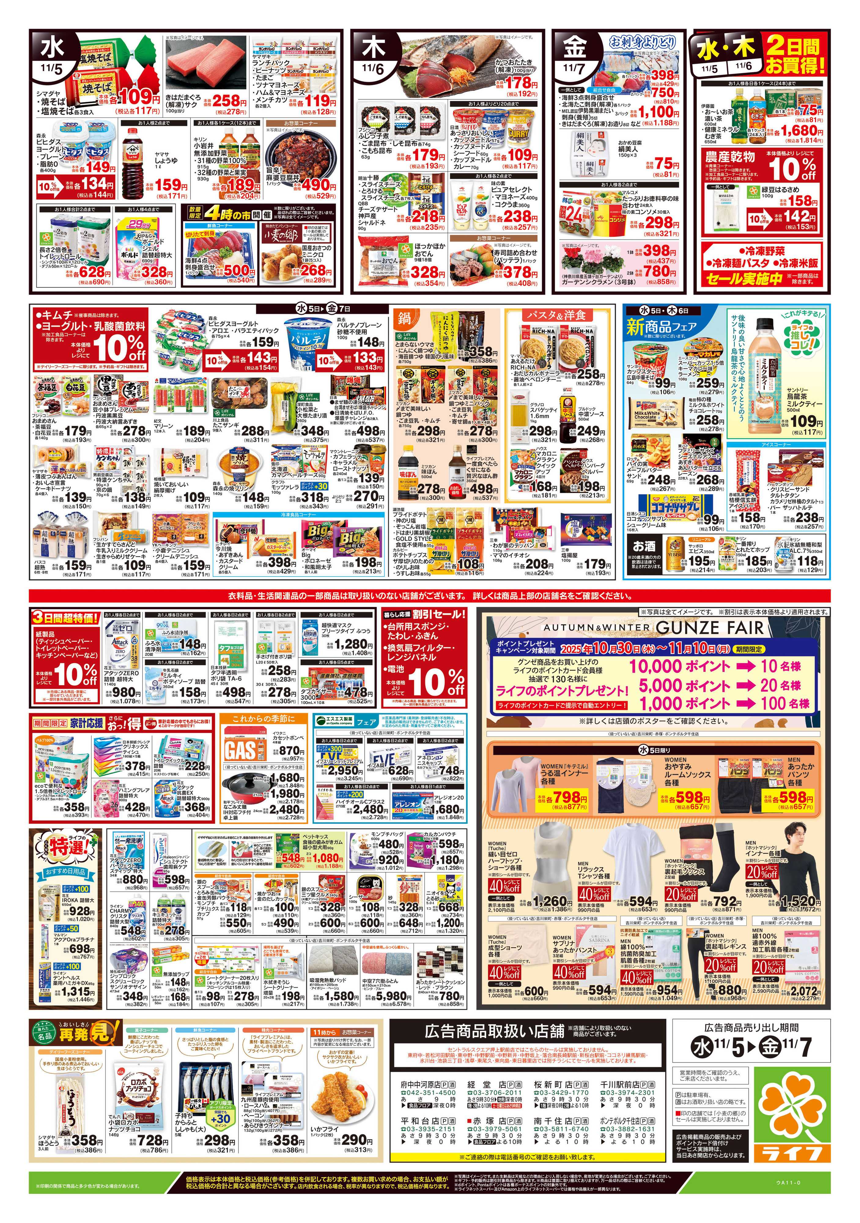 ライフ 11/5号　野菜果物・お肉大放出