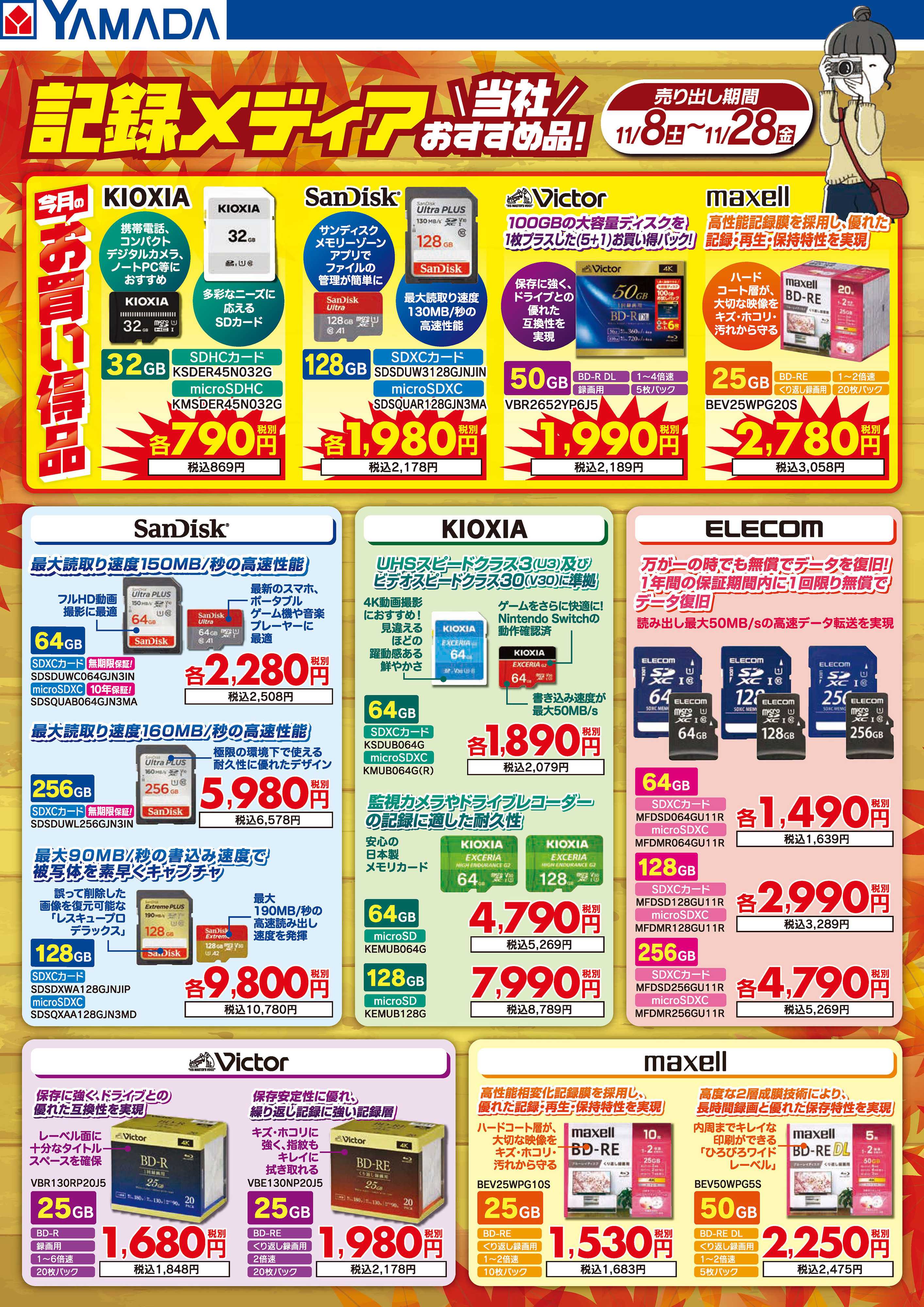 ヤマダデンキ 当社おすすめ記録メディア