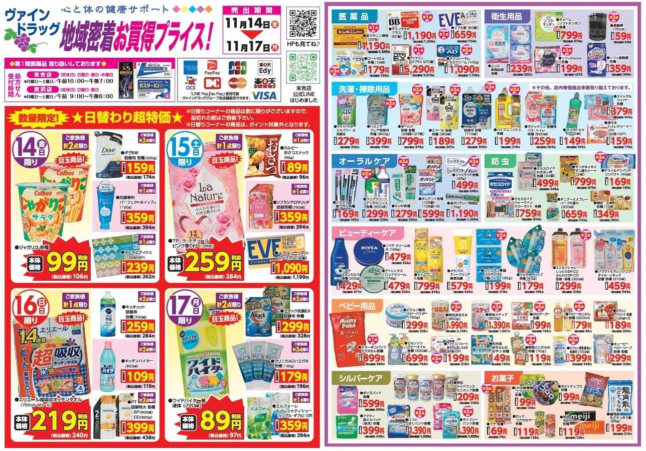 ヴァインドラッグ 地域密着お買得プライス！ 11月のセールチラシ