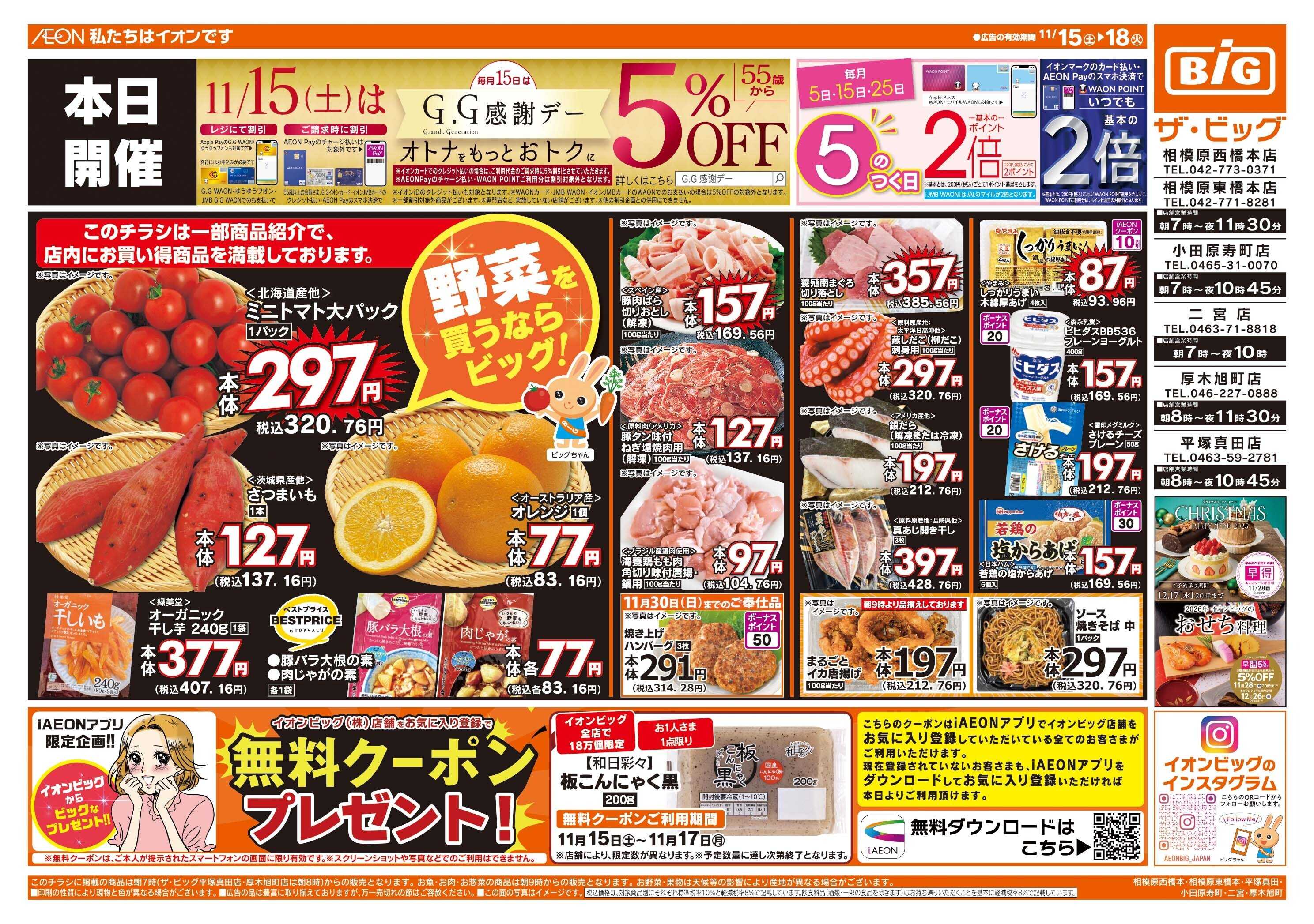 ザ・ビッグ 11/15（土）はGG感謝デー