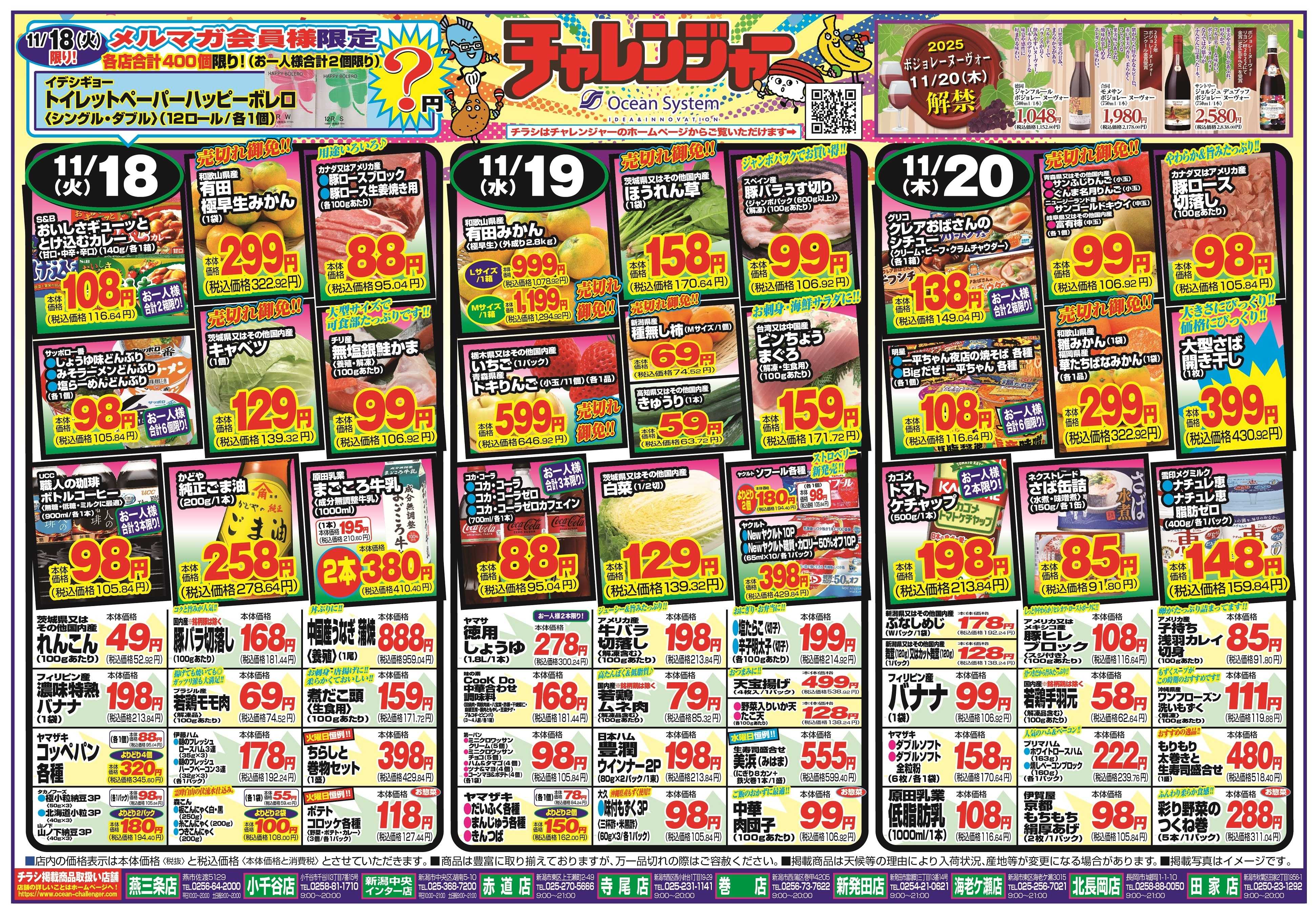 チャレンジャー 11月18日～11月21日　日替りお買い得情報！