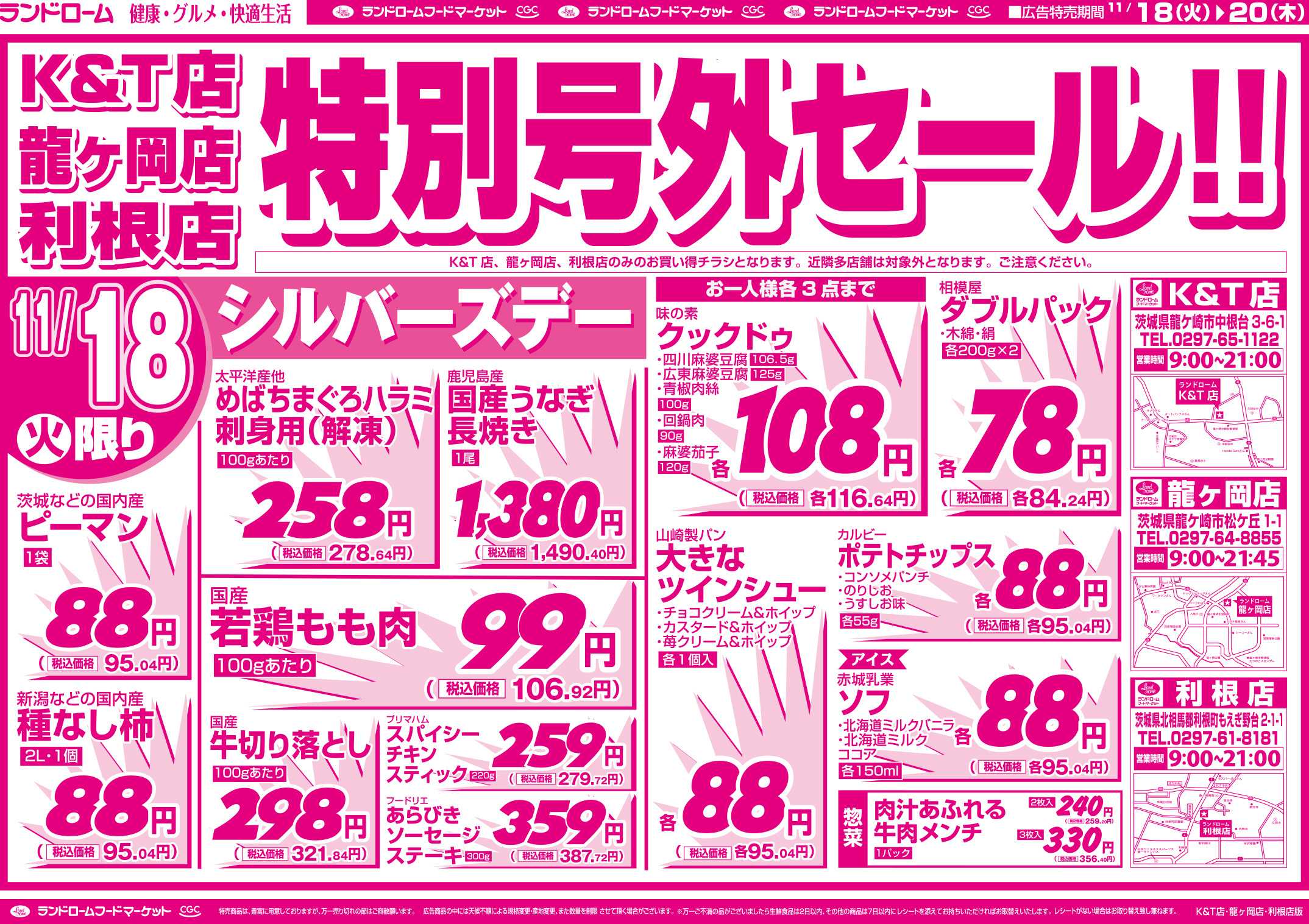 ランドローム 【K&T店・龍ヶ岡店・利根店】11/18号