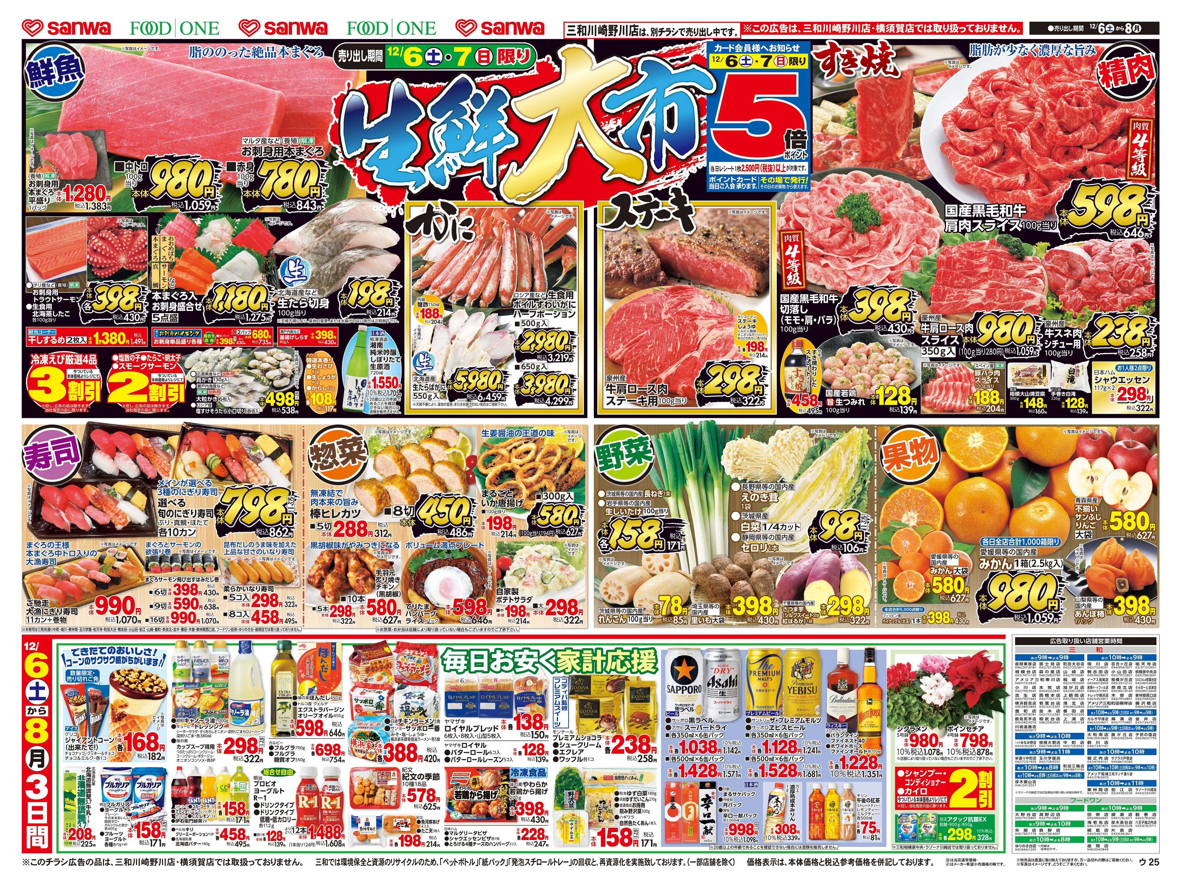三和 12/6日(土)～12/8日(月) 生鮮大市