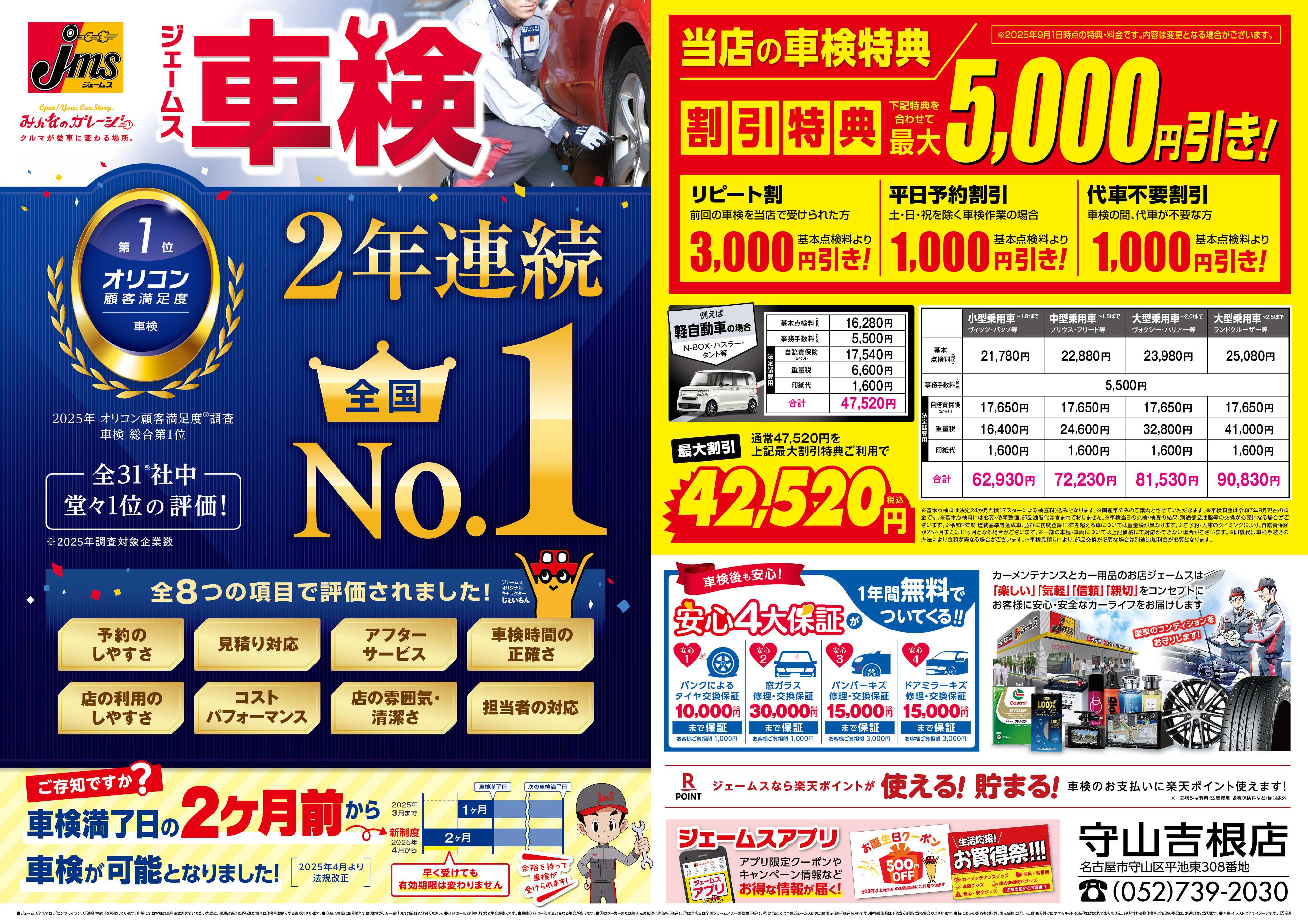 ジェームス ジェームス車検2年連続オリコンNO.1！