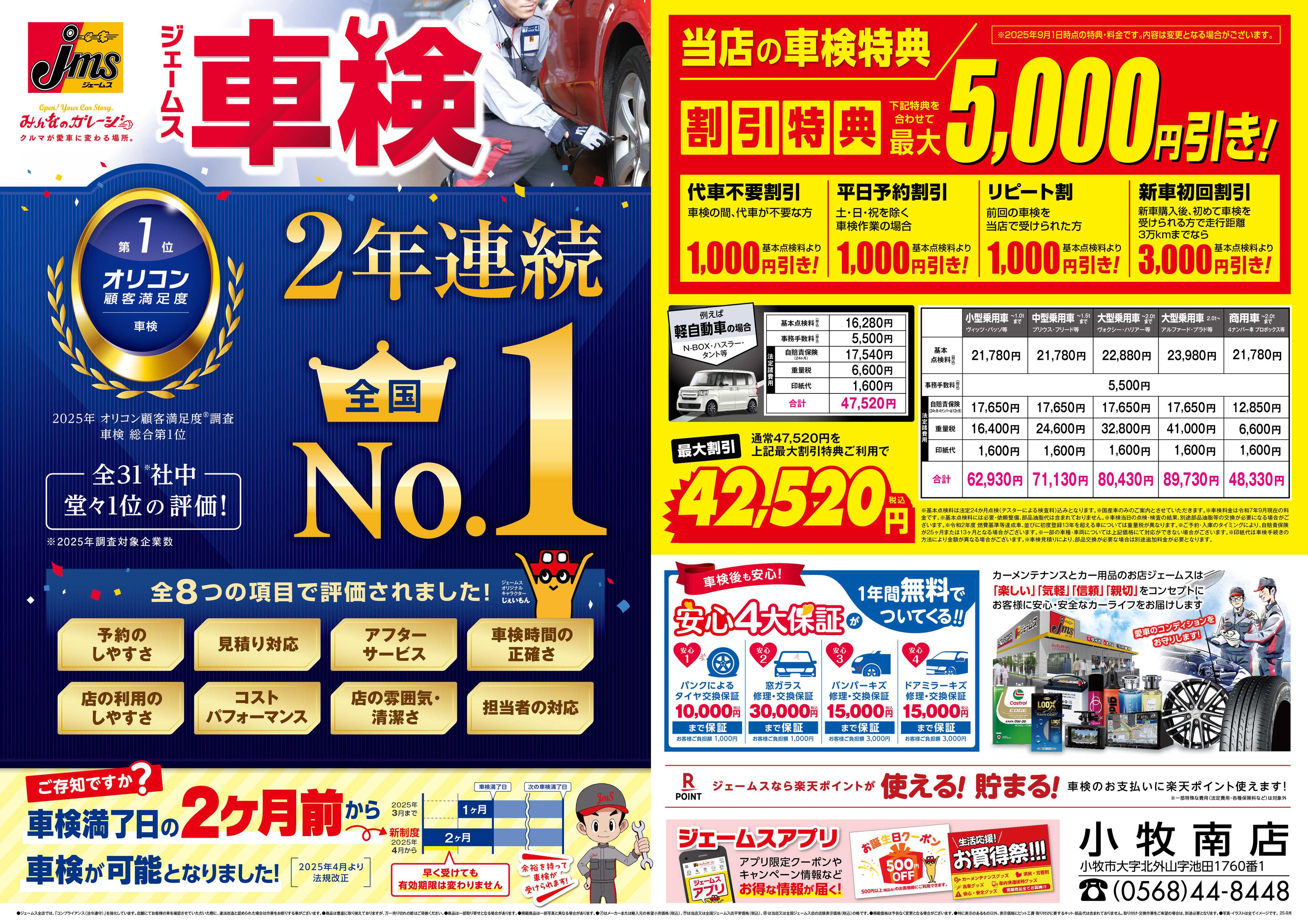 ジェームス ジェームス車検2年連続オリコンNO.1！