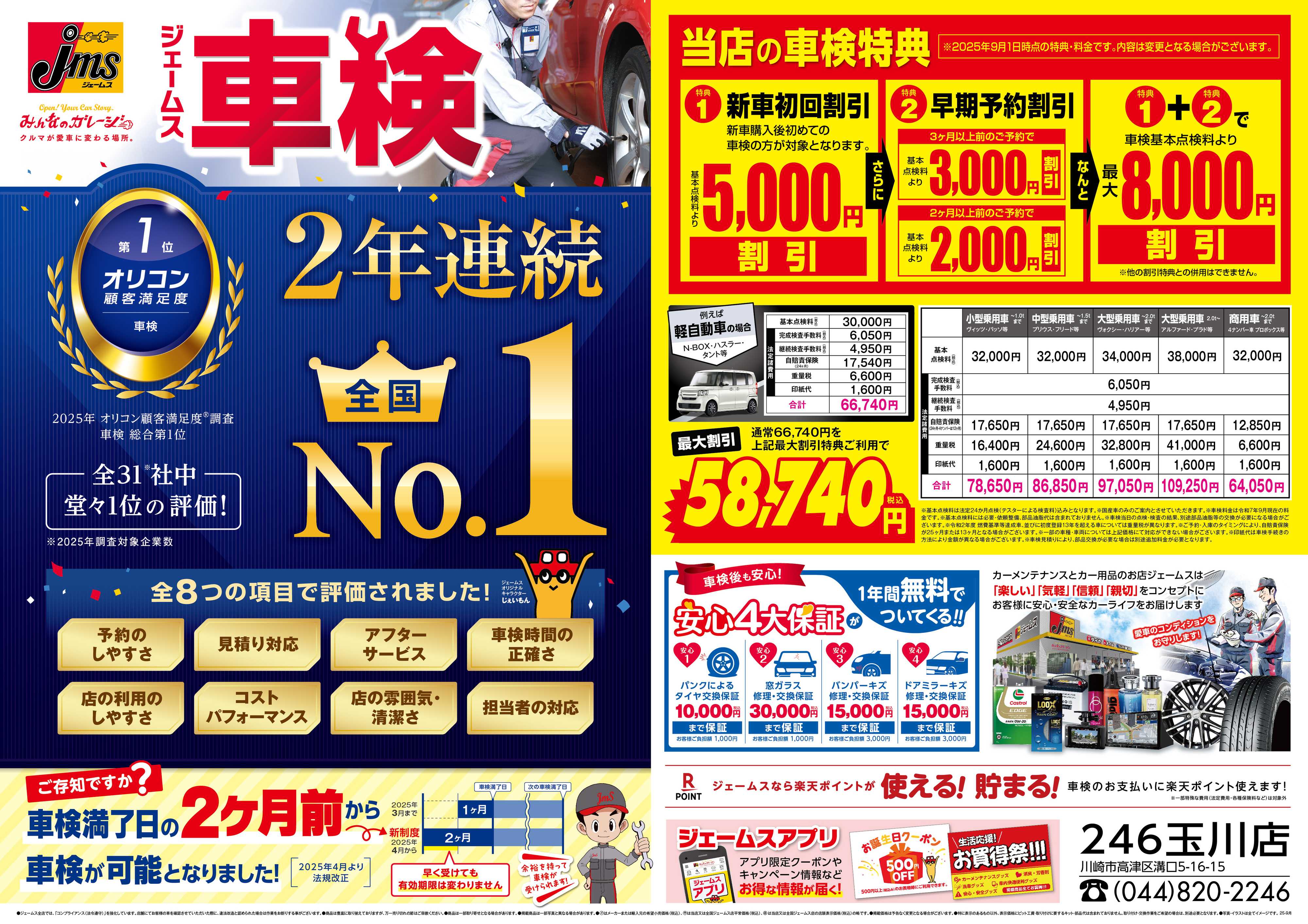 ジェームス ジェームス車検2年連続オリコンNO.1！