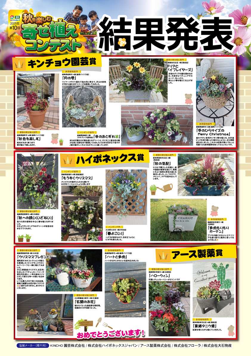HIヒロセ 第10回秋を楽しむ寄せ植えコンテスト結果発表