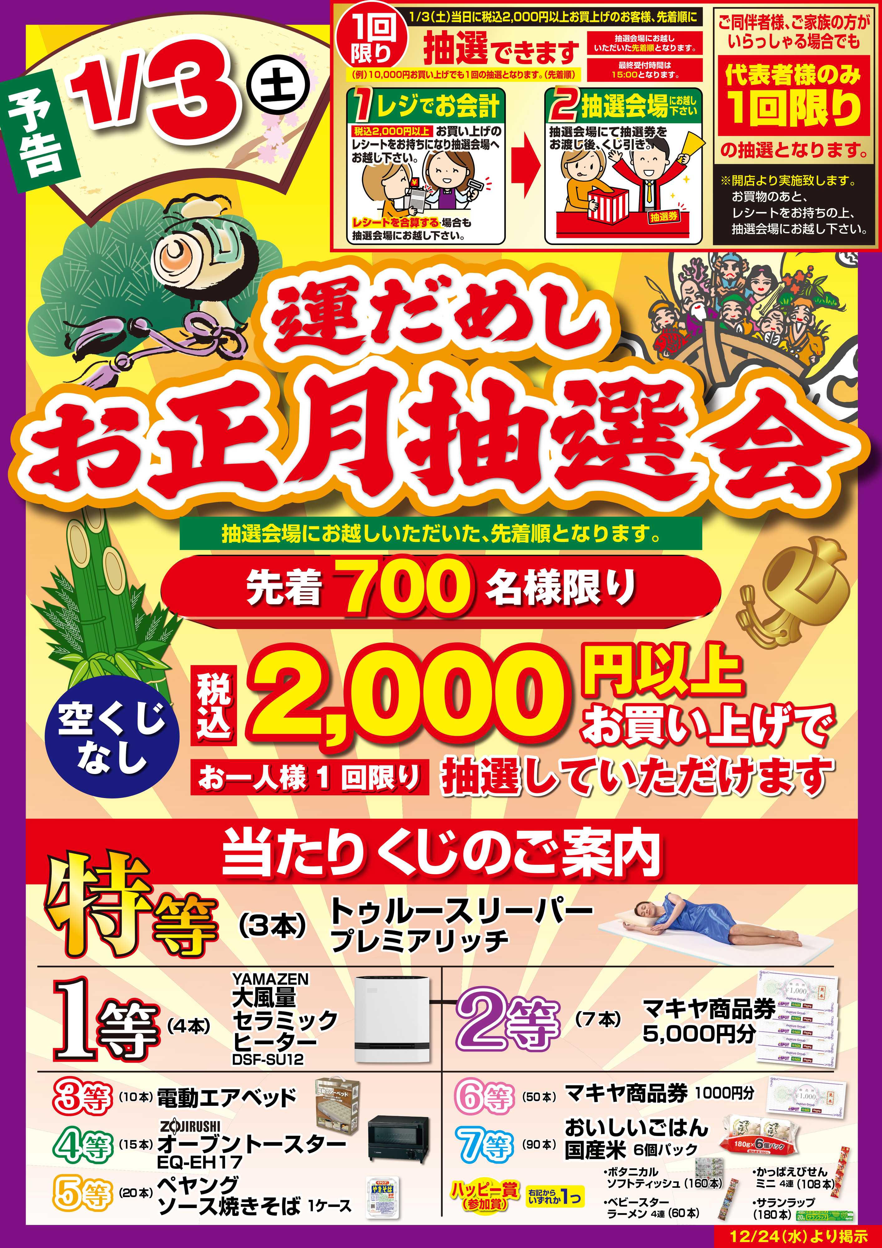 エスポット 運だめし！お正月抽選会のお知らせ！