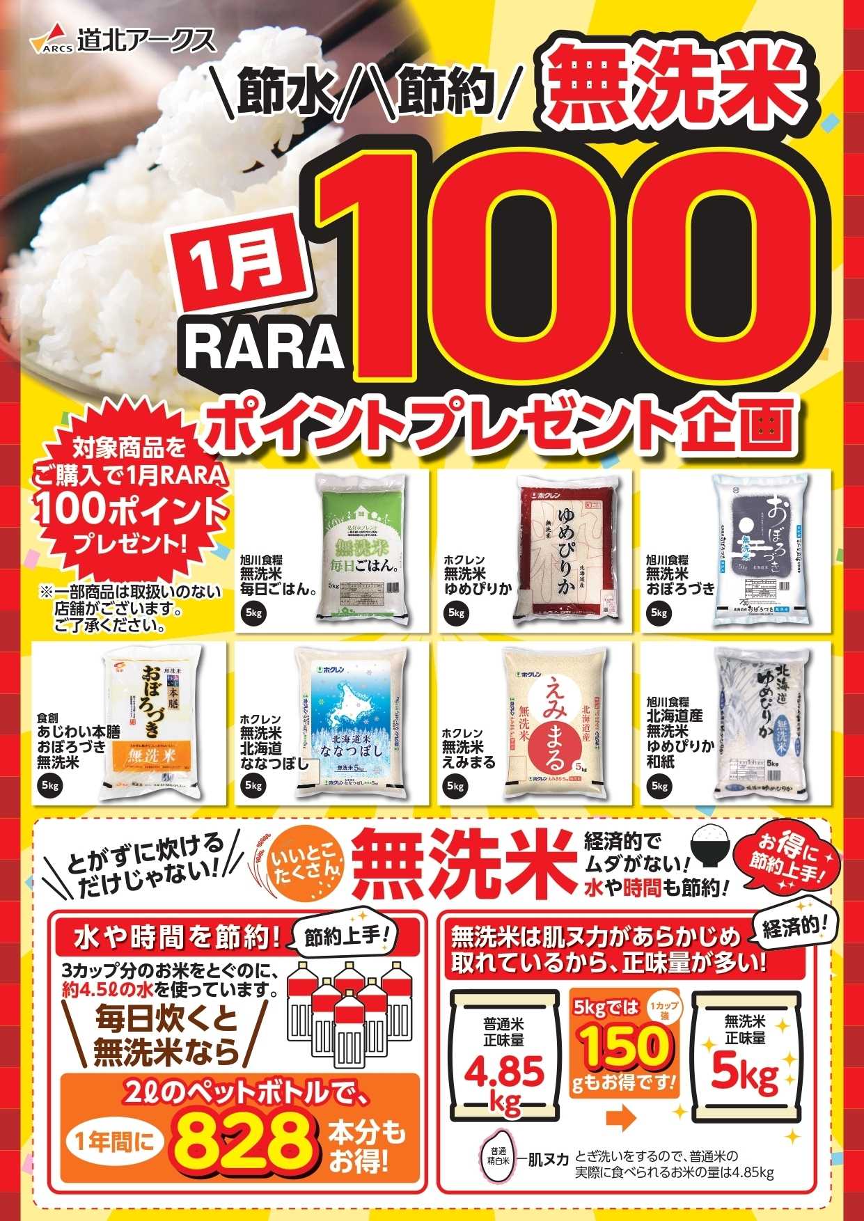 ベストプライス １月　無洗米RARAポイントプレゼント