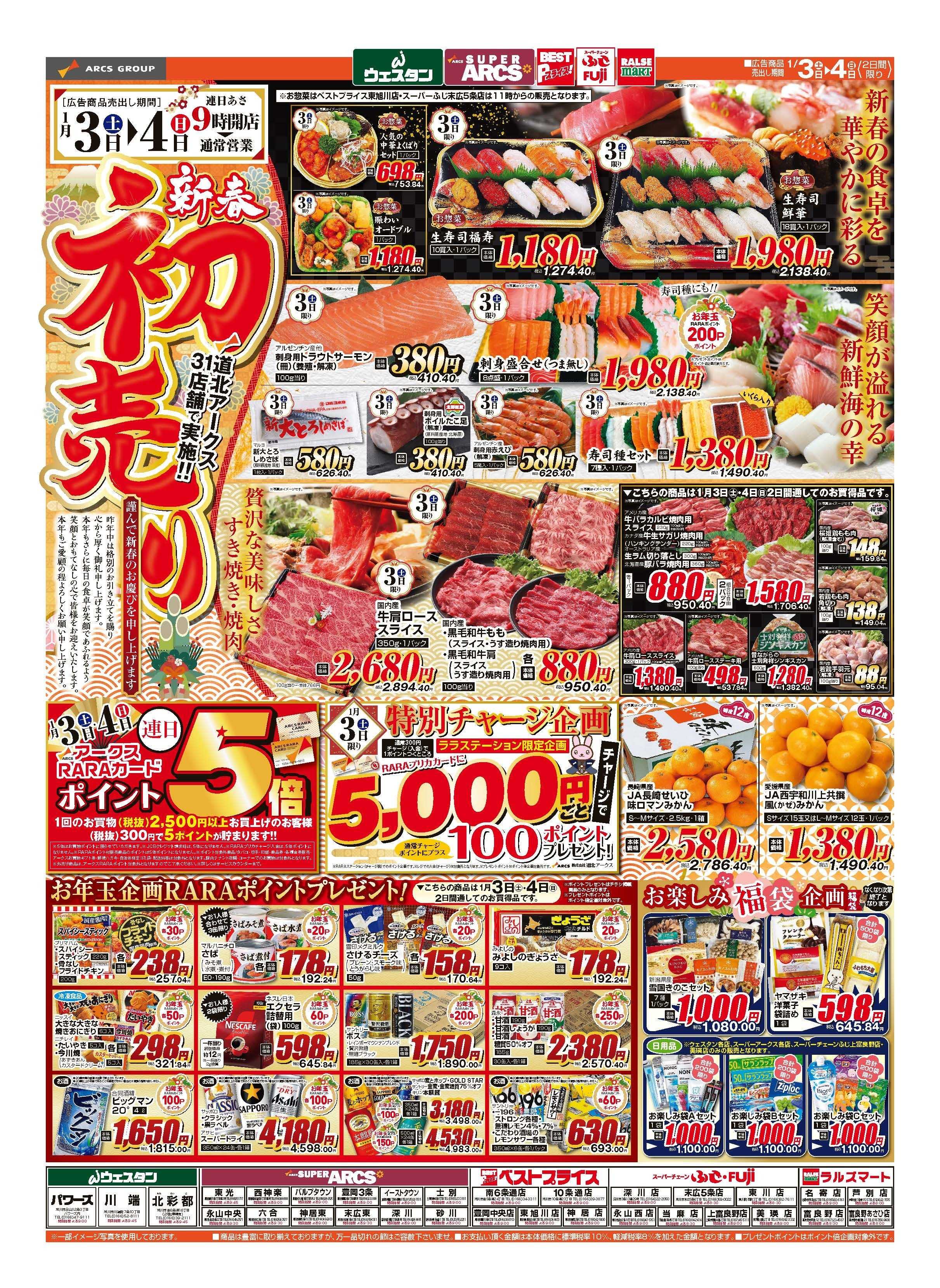 ベストプライス 1月3～4日　新春初売り　ポイント５倍