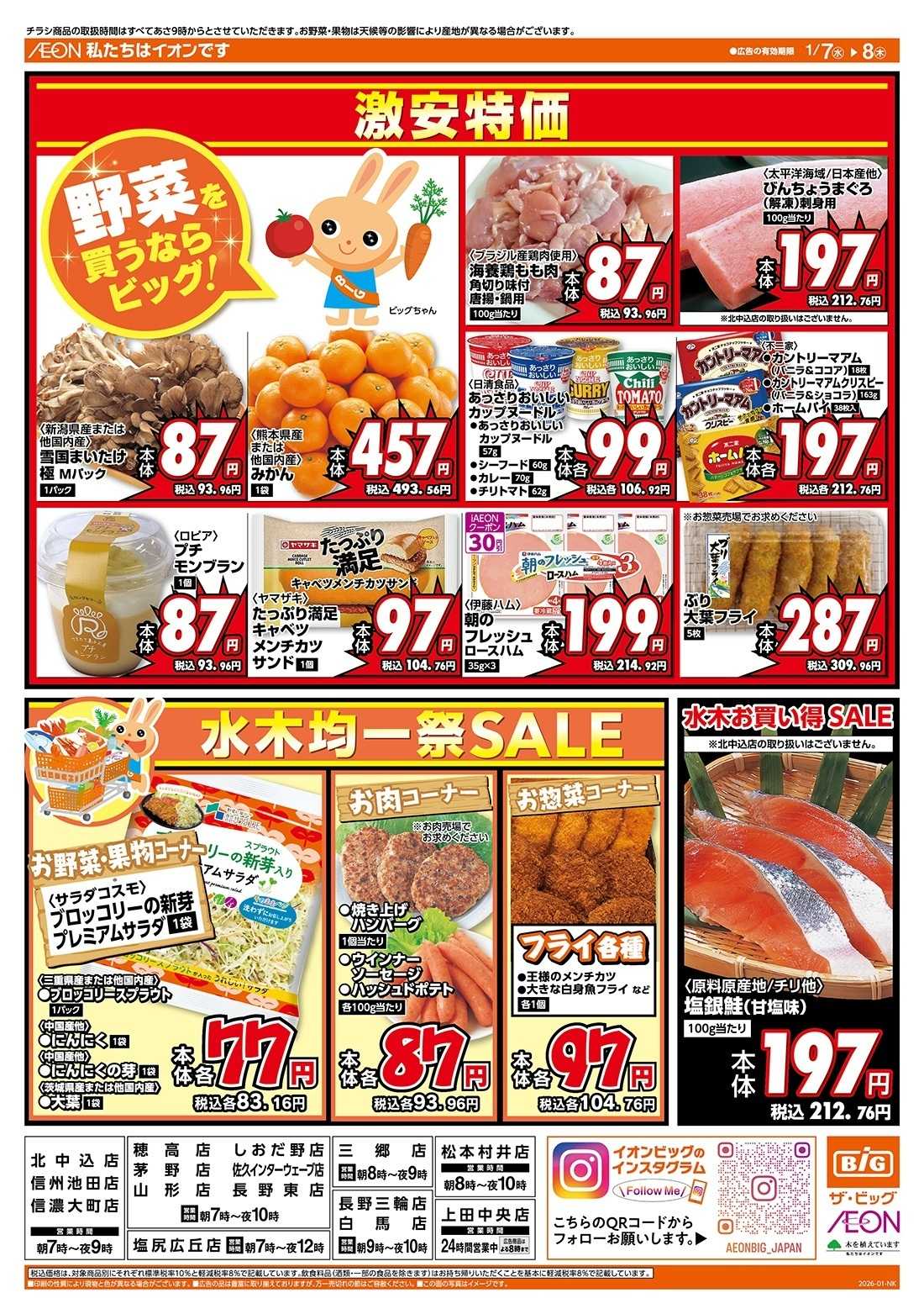 ザ・ビッグ 毎週水曜木曜はお買得均一祭！