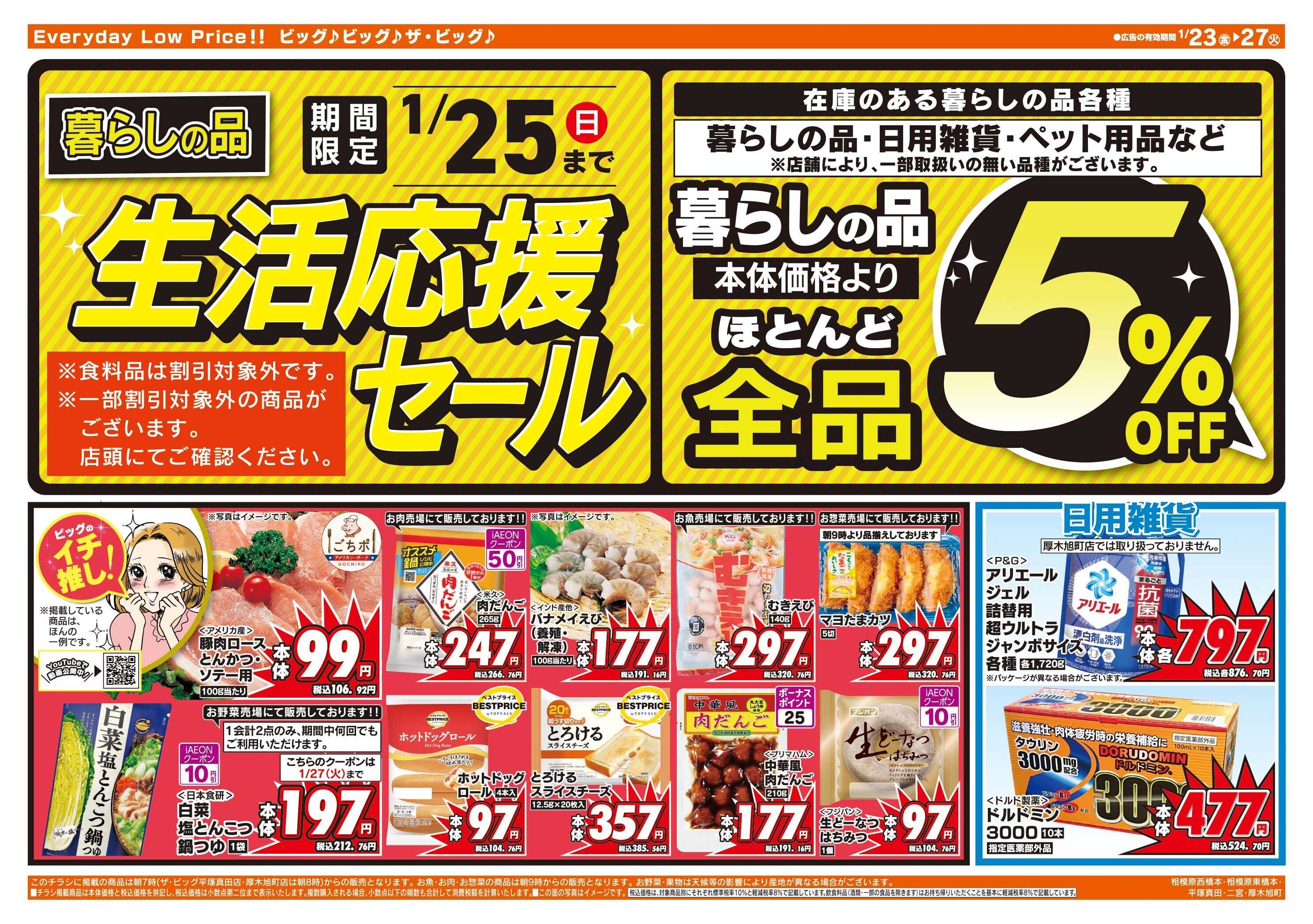 ザ・ビッグ 1/25（日）まで生活応援セール開催！