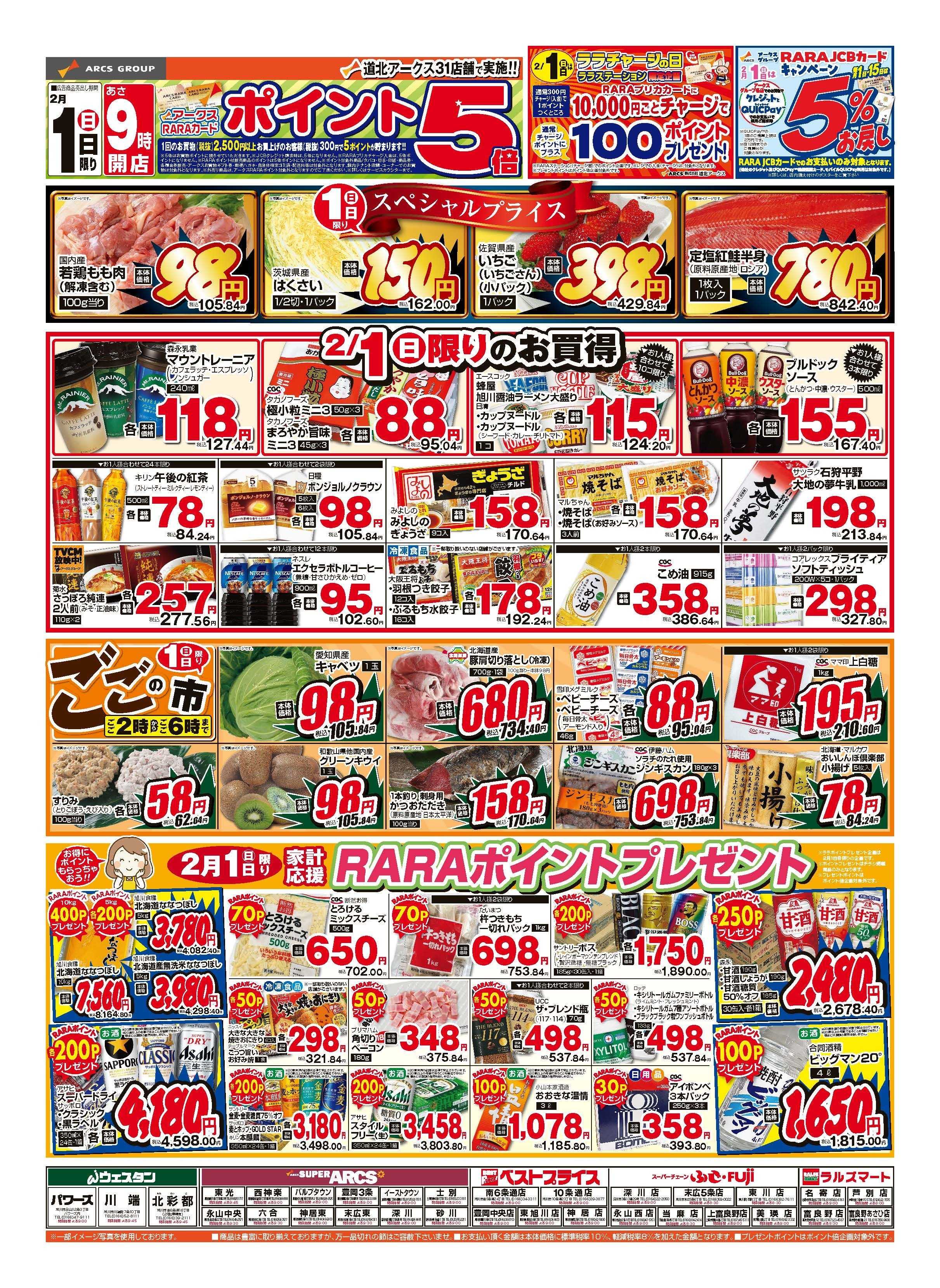 スーパーアークス ２月1日　ポイント５倍