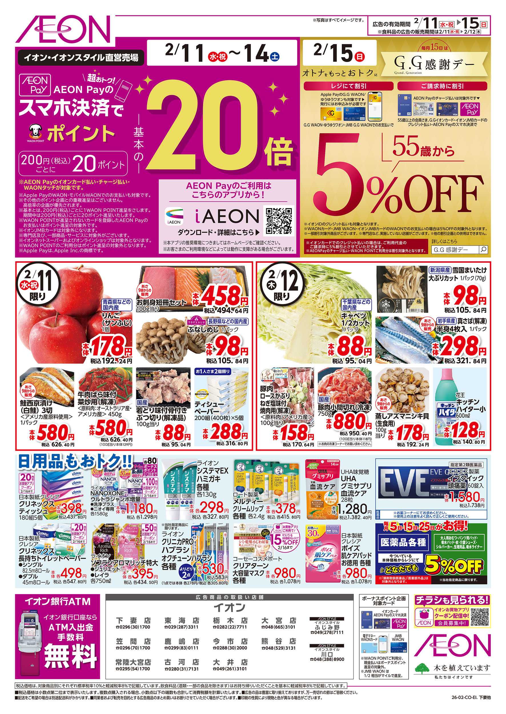 イオン 2/11号　スマホ決済でポイント20倍：表面