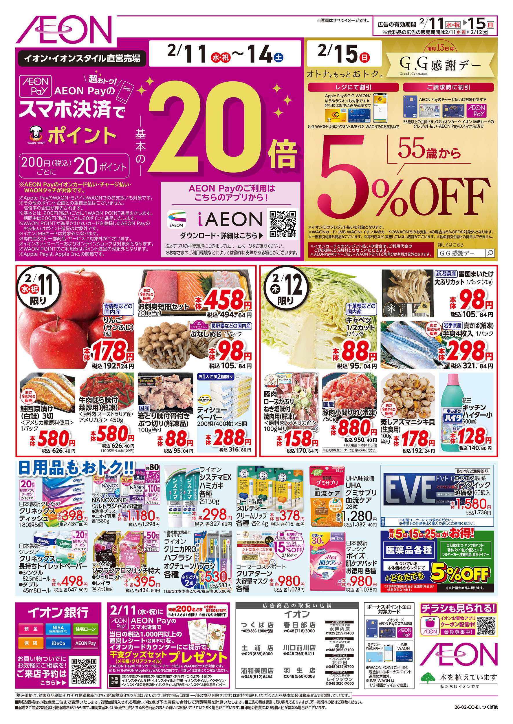 イオン 2/11号　スマホ決済でポイント20倍：表面