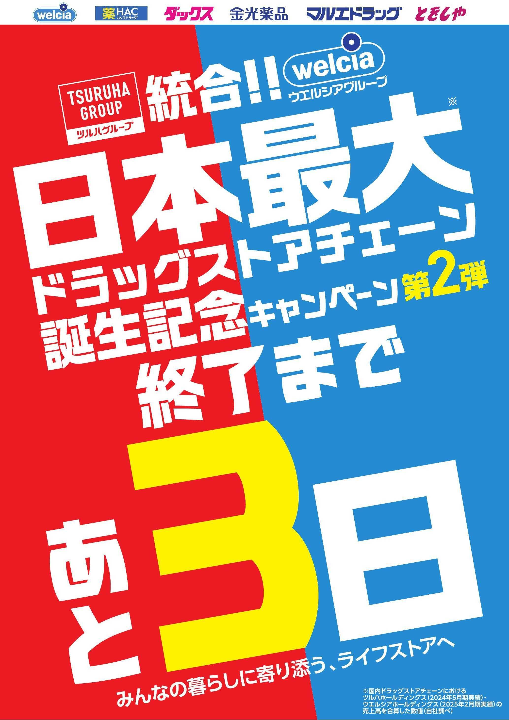 ウエルシア ツルハ・ウエルシア統合第二弾キャンペーンお知らせ