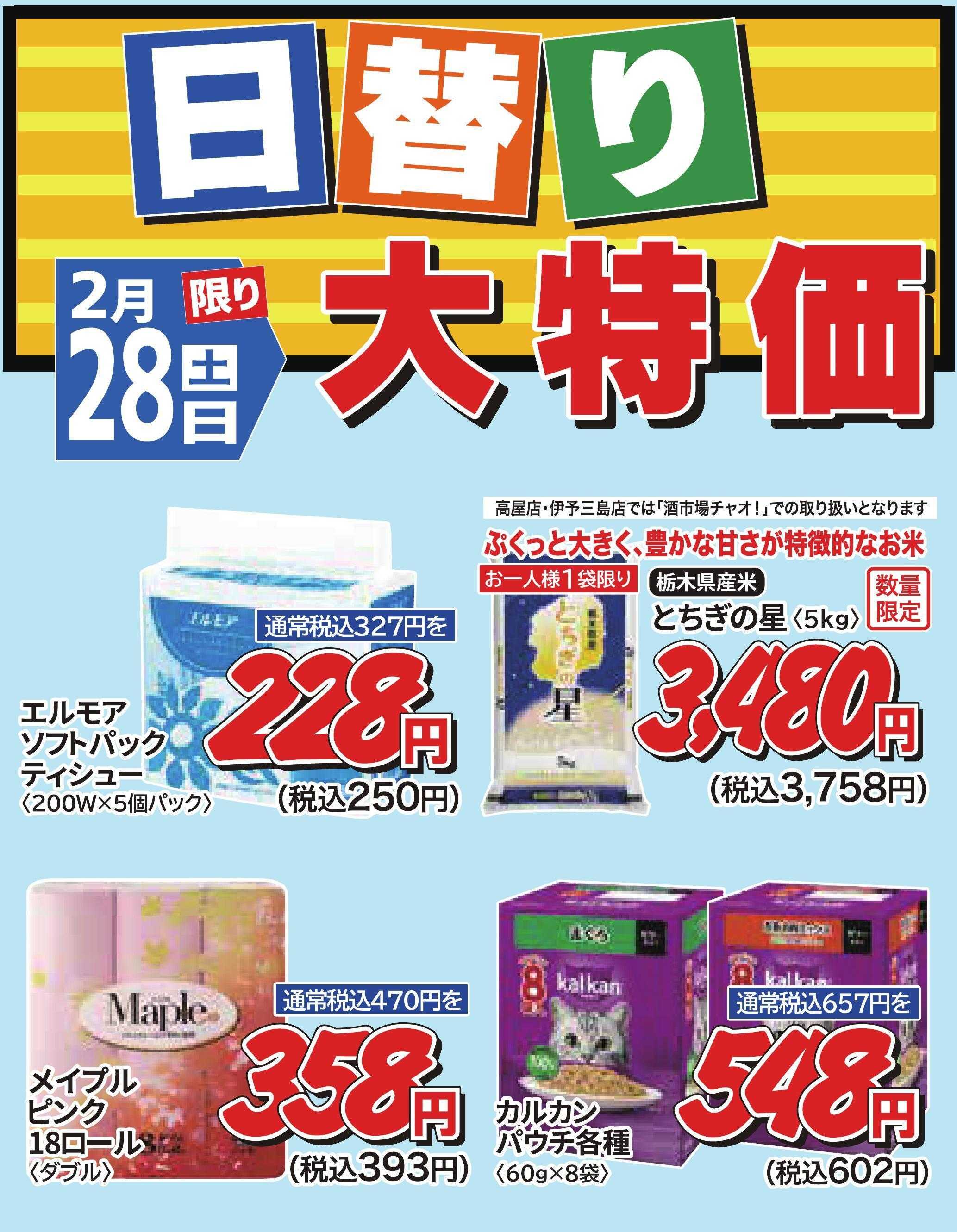 ホームセンタータイム 2月28日限り