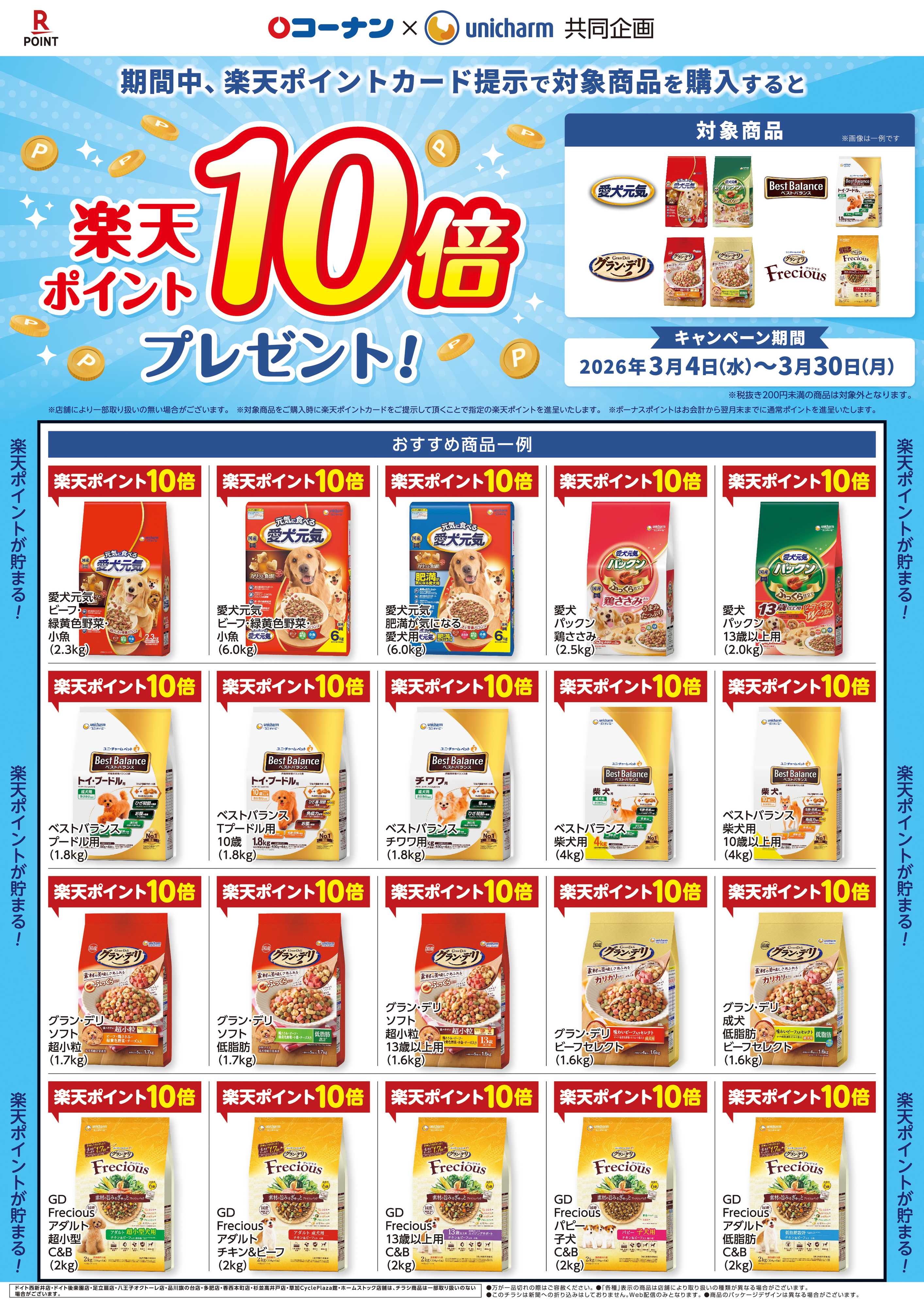 コーナン 楽天ポイント１０倍プレゼントチラシ