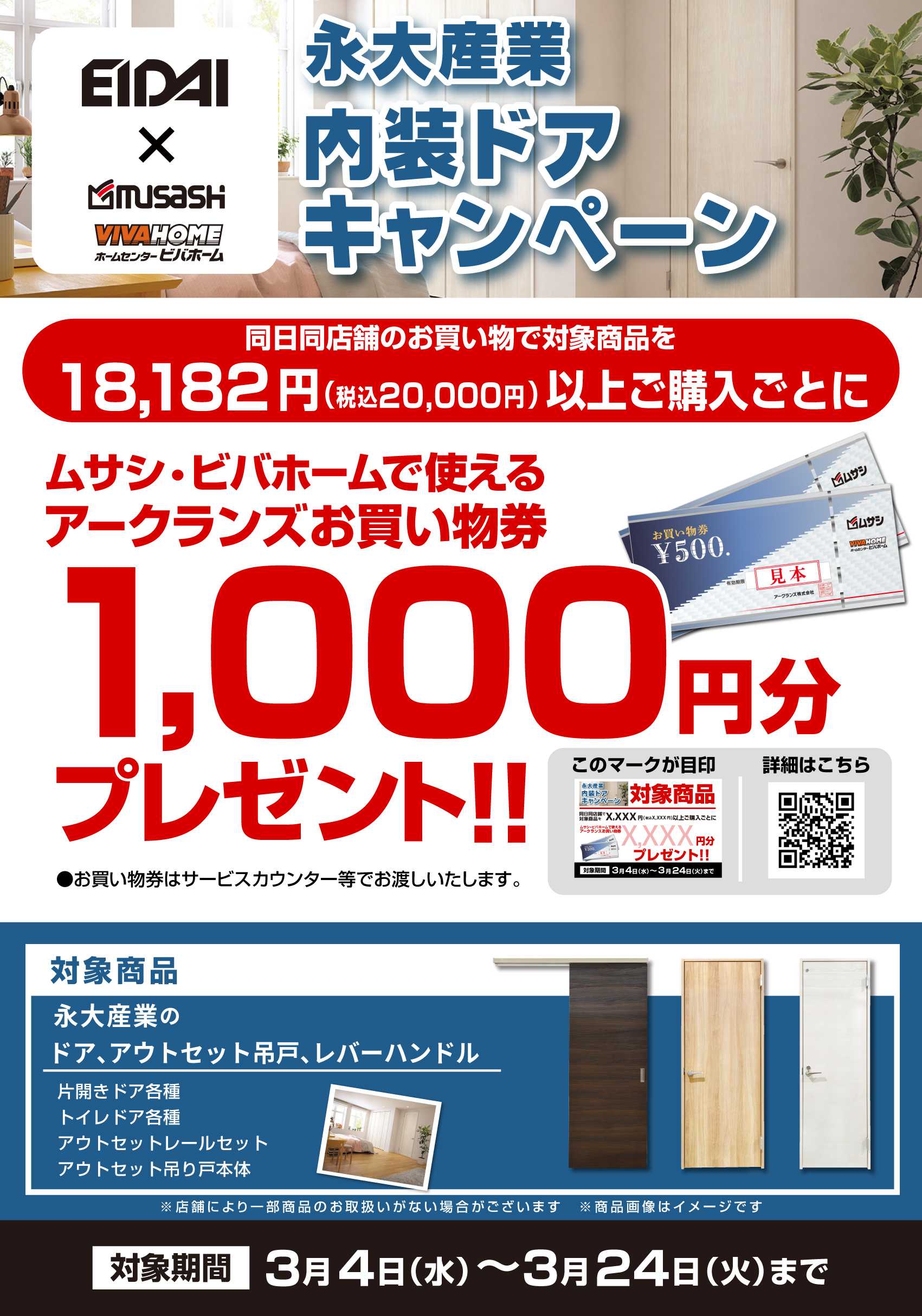 スーパービバホーム 【お買い物券】永大産業内装ドアキャンペーン！