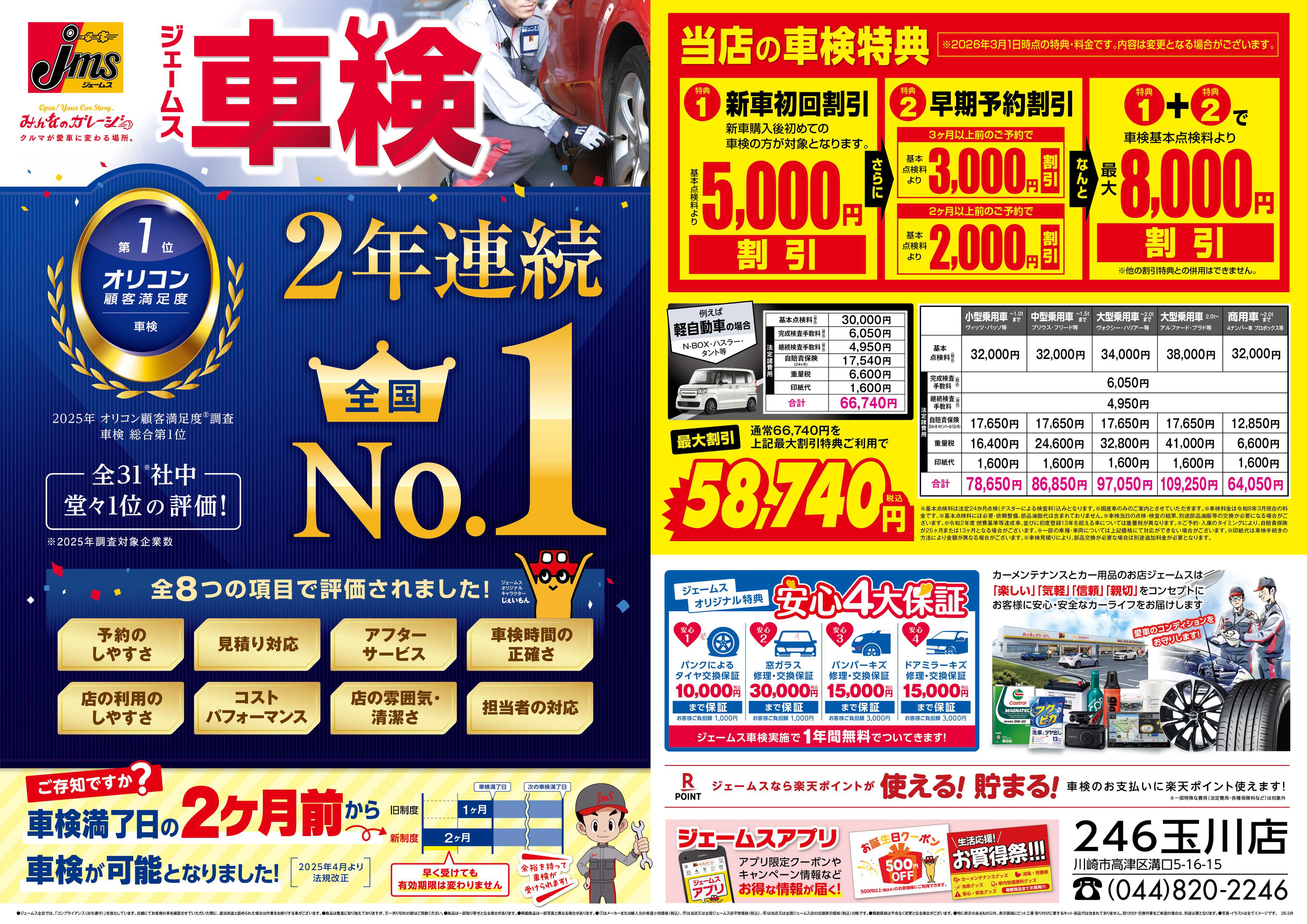 ジェームス ジェームス車検2年連続オリコンNO.1！