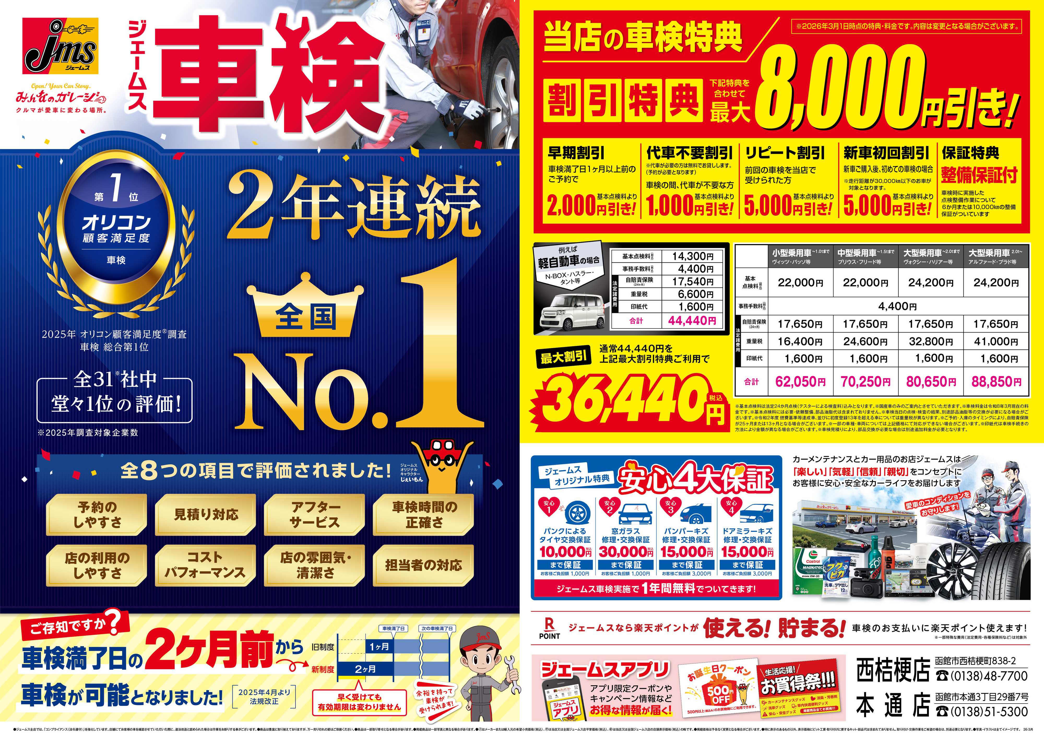 ジェームス ジェームス車検2年連続オリコンNO.1！