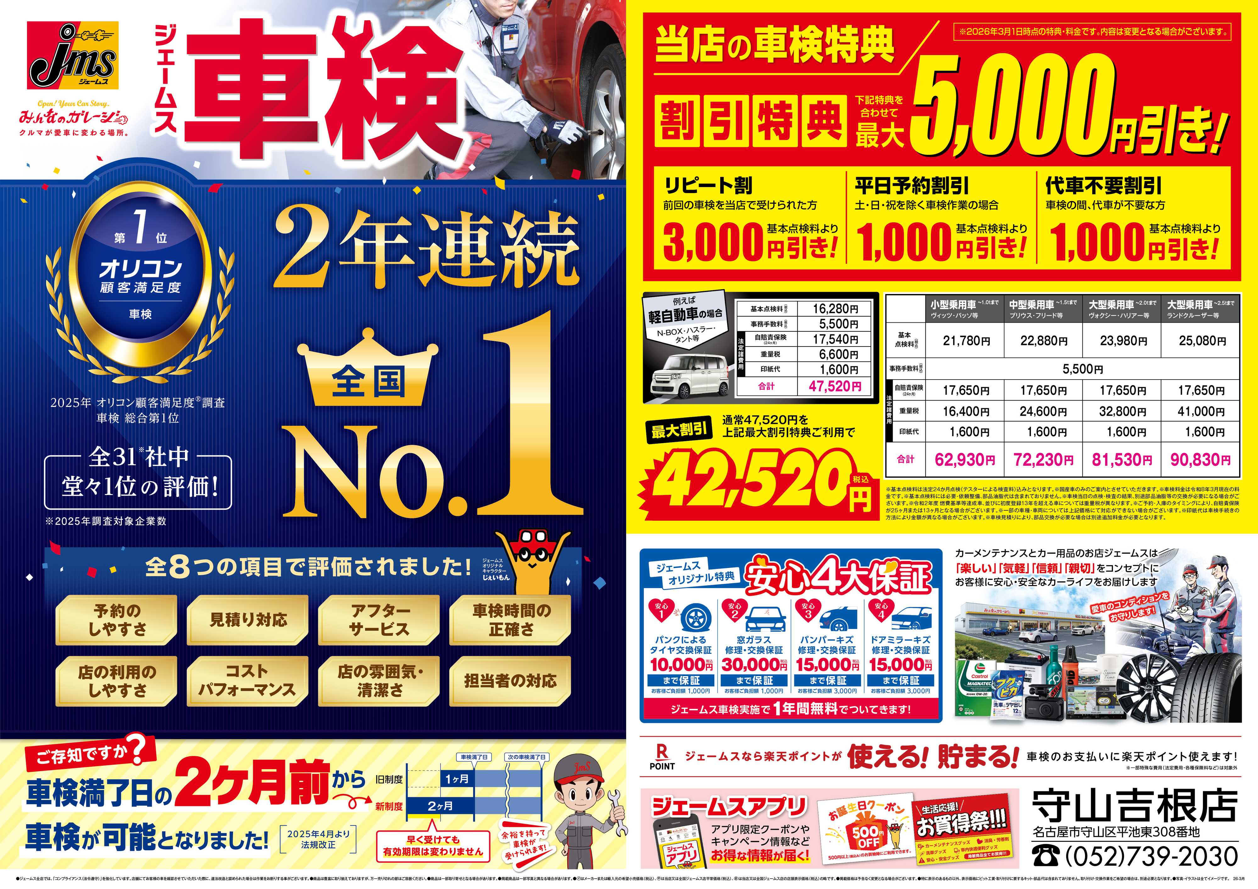 ジェームス ジェームス車検2年連続オリコンNO.1！