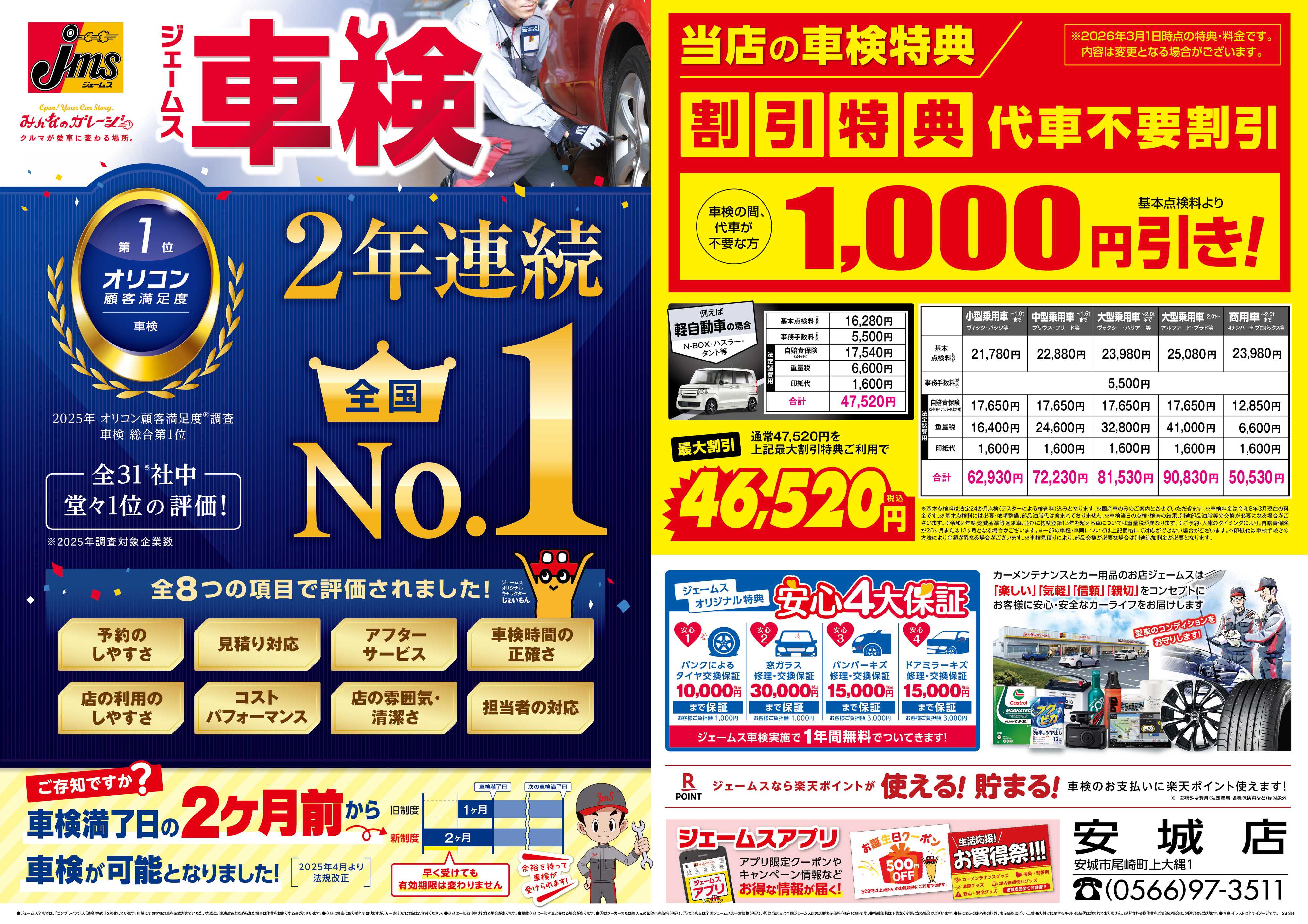 ジェームス ジェームス車検2年連続オリコンNO.1！