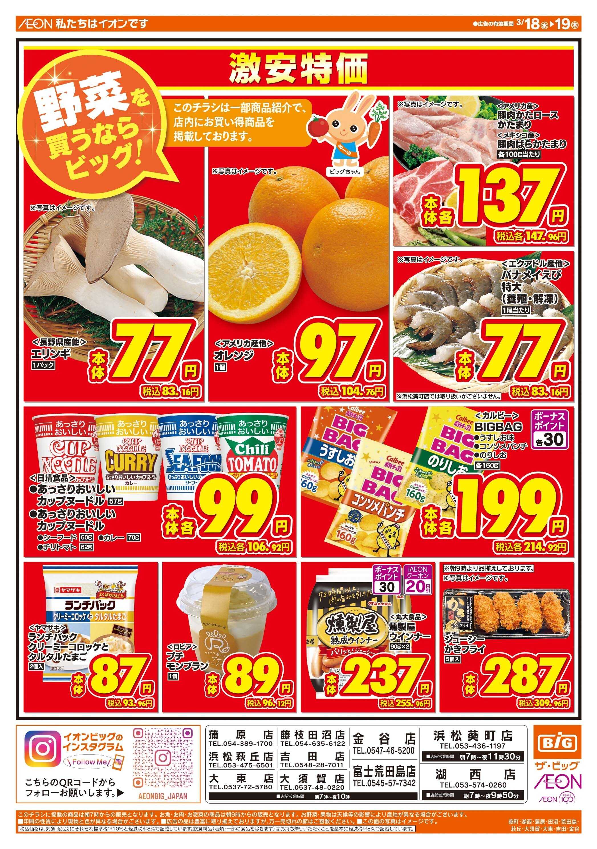 ザ・ビッグ 激安特価は水曜からのおすすめ品！