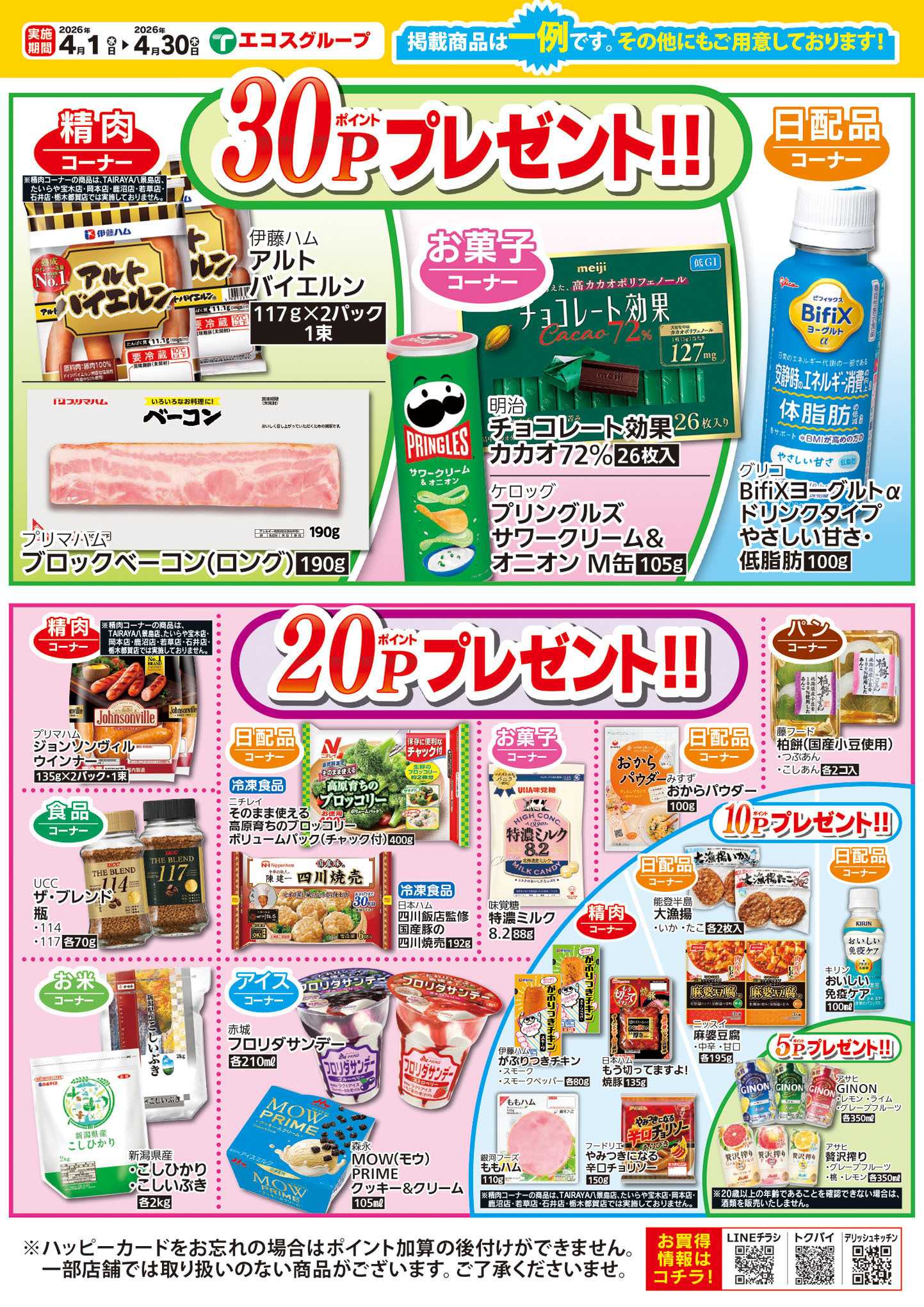 TAIRAYA 4月ハッピーカードプレゼントポイント