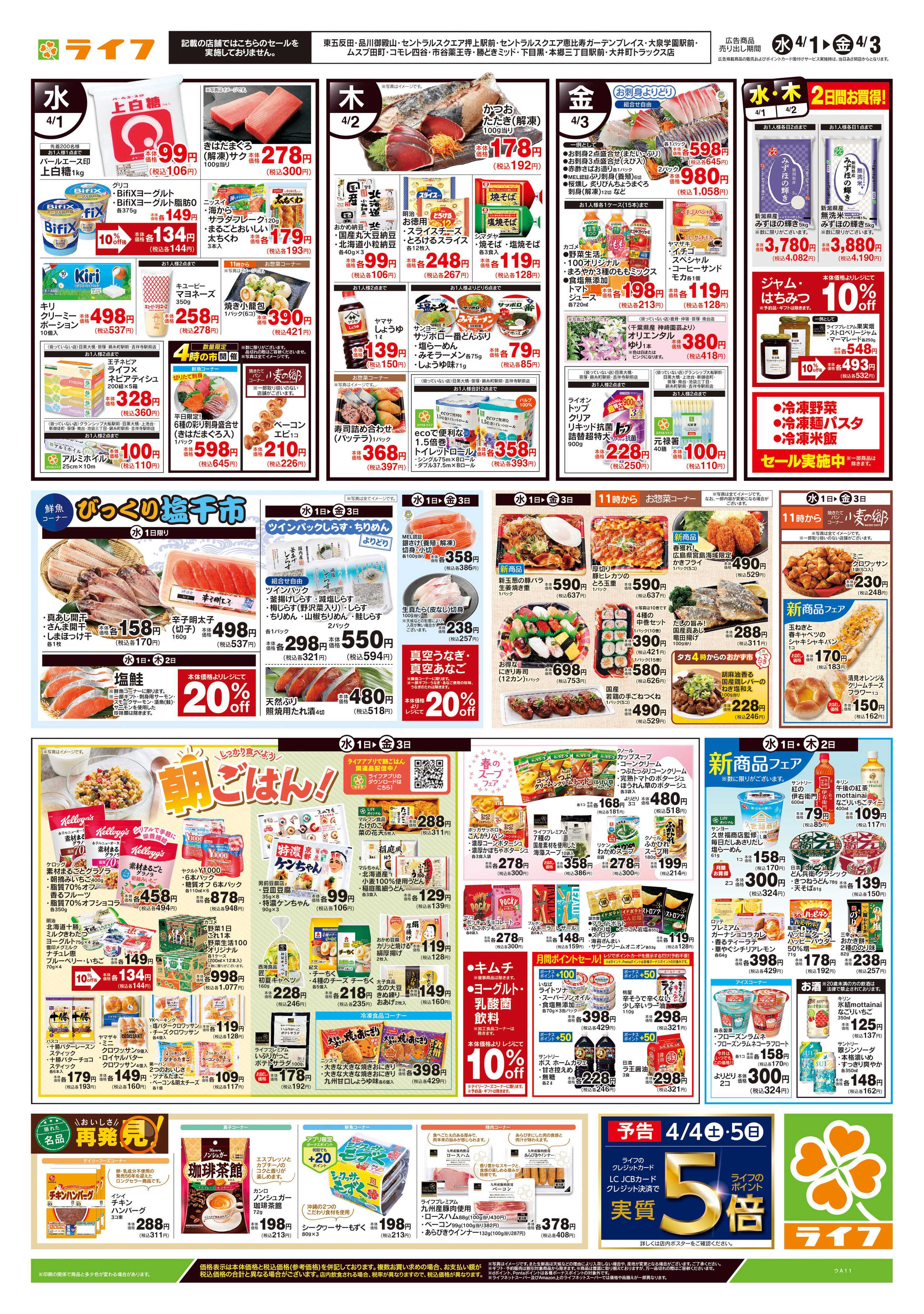 ライフ 4/1号　野菜果物・お肉大放出