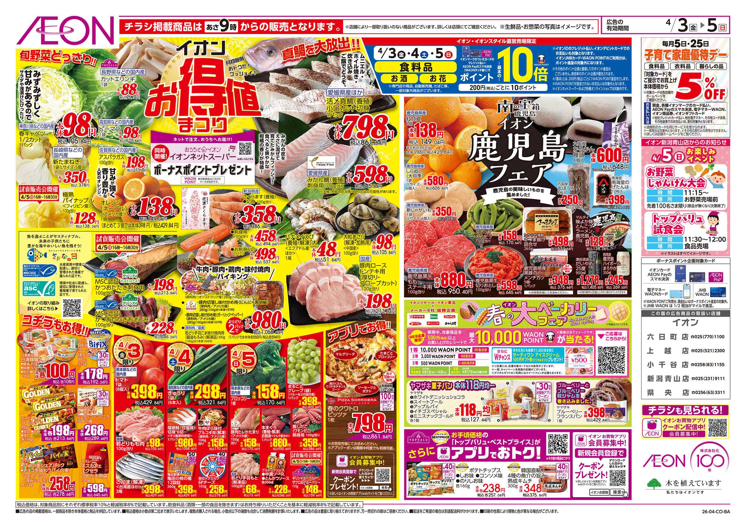 イオン 4/3号　お得値まつり/鹿児島フェア：表面