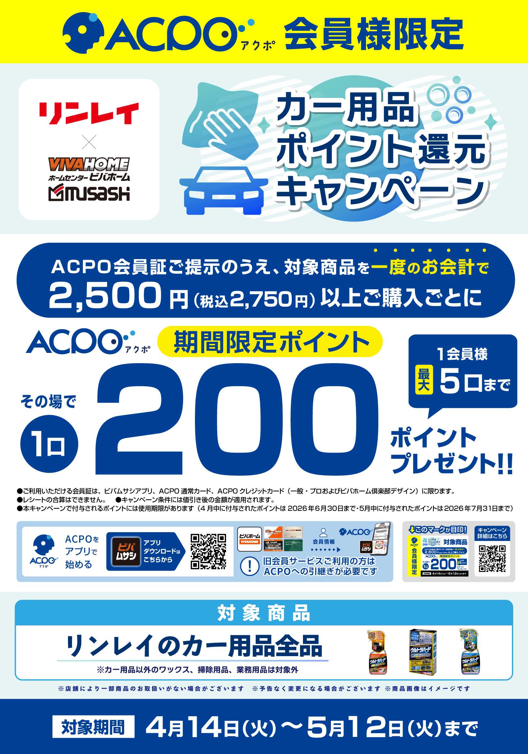 スーパービバホーム 【ACPO】リンレイキャンペーン！