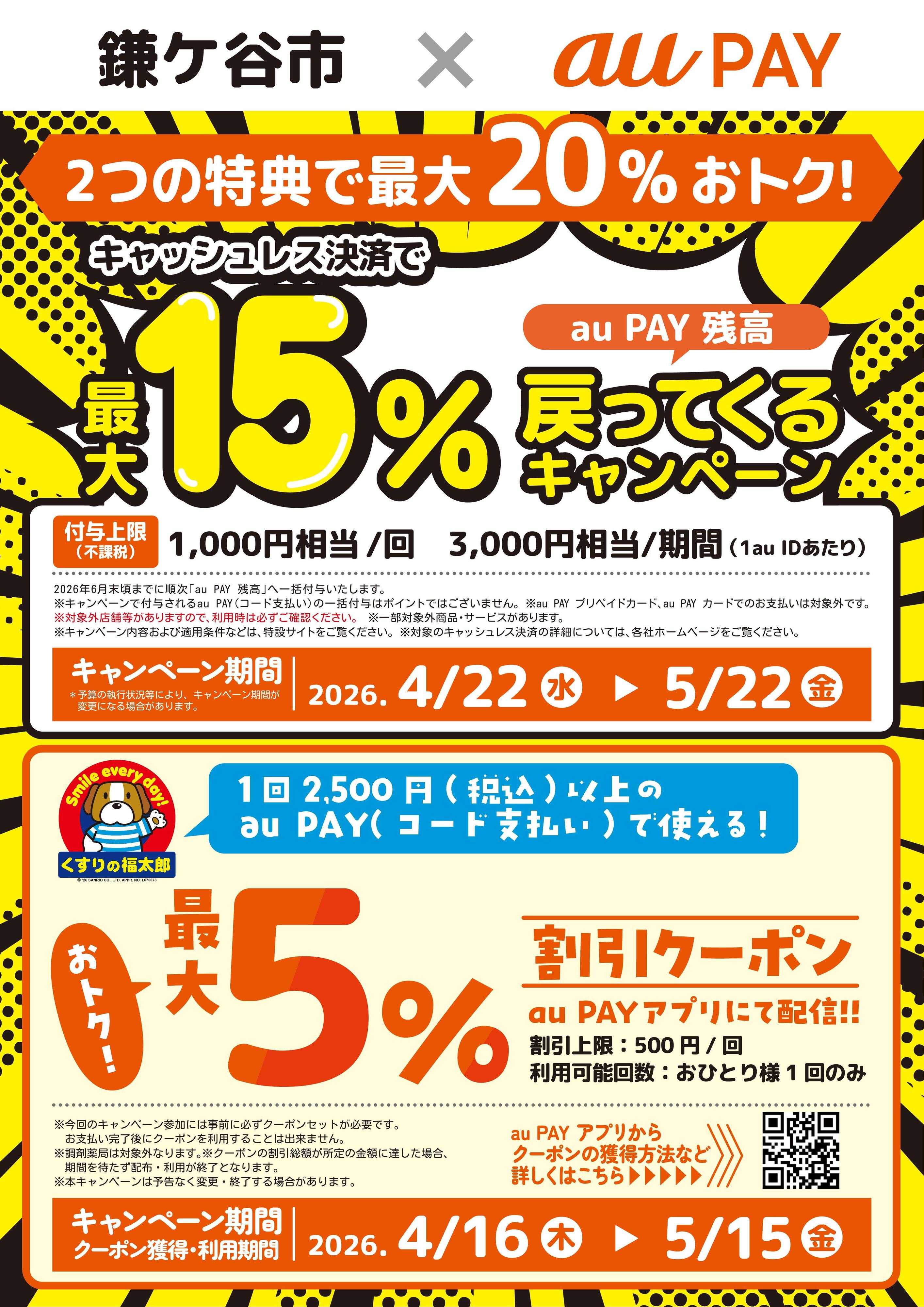 くすりの福太郎 【鎌ケ谷市×auPAY】最大20％OFFおトク！