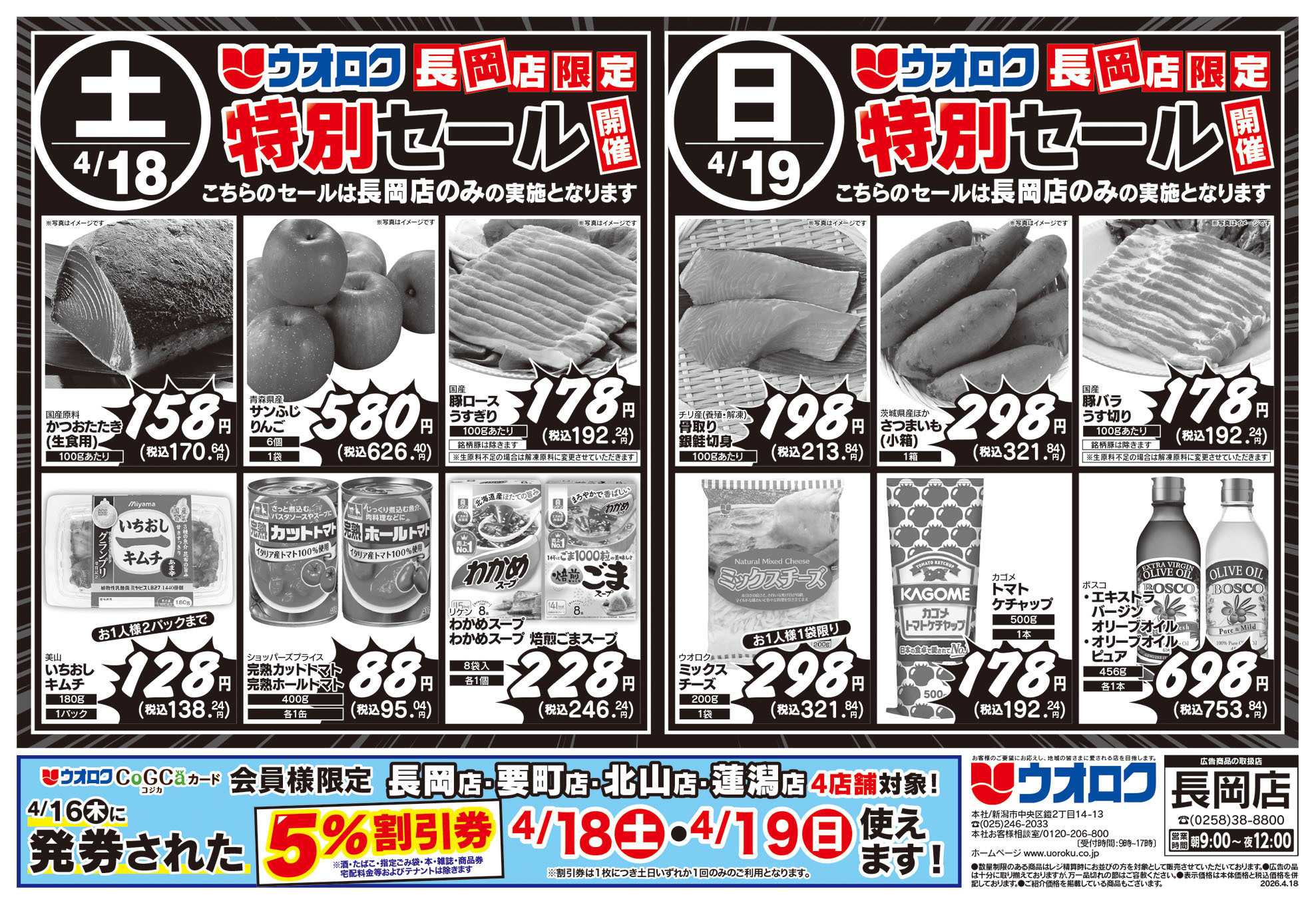 ウオロク 長岡店限定　特別セール/ボーナスポイント