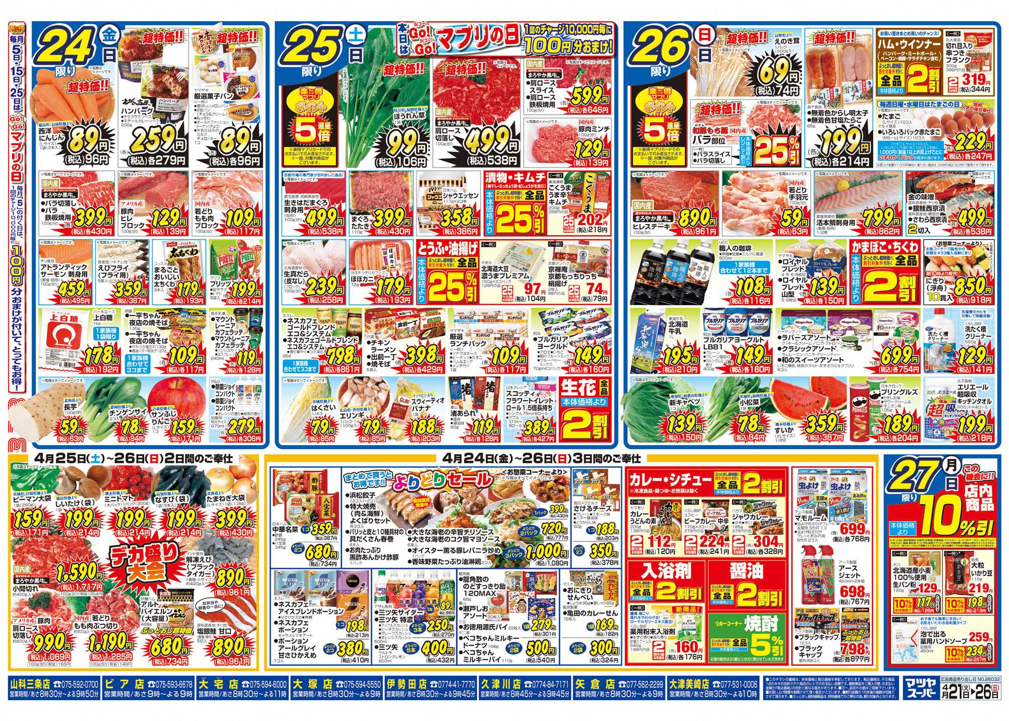 マツヤスーパー 4/21号　裏　よりどり、週末デカ盛