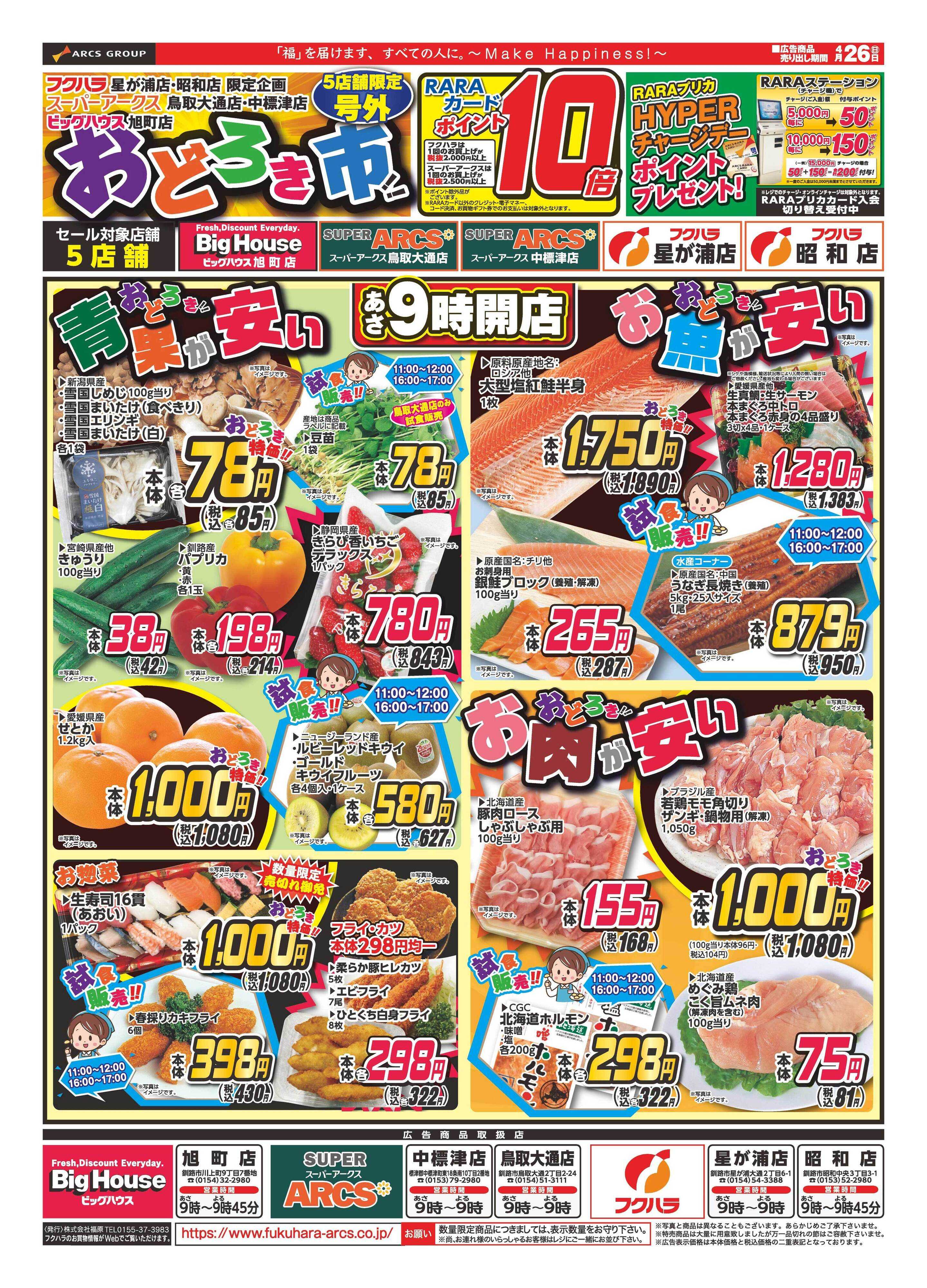 ぴあざフクハラ おどろき市　２６日ポイント１０倍