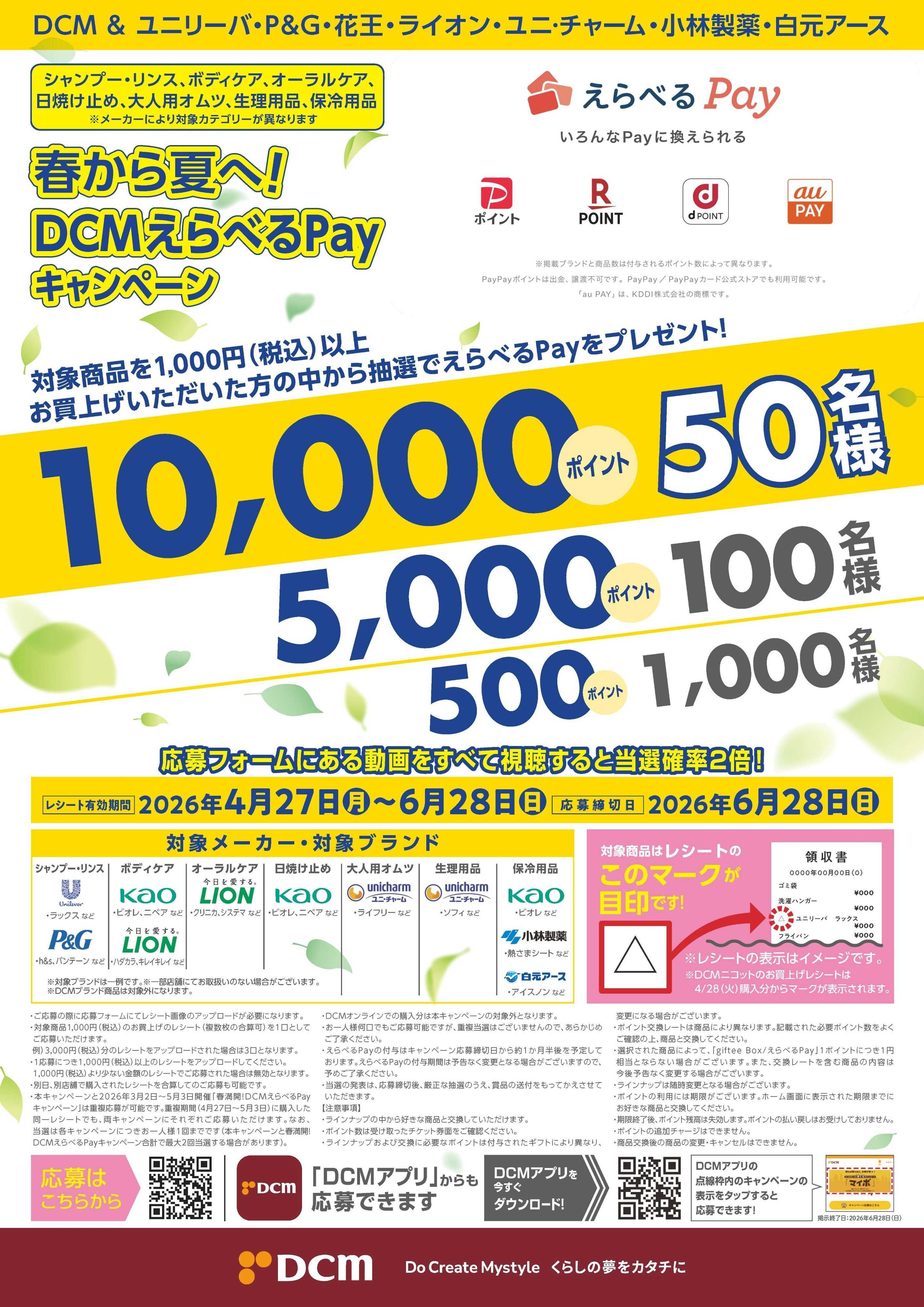 DCM 春から夏へ！DCMえらべるPayキャンペーン