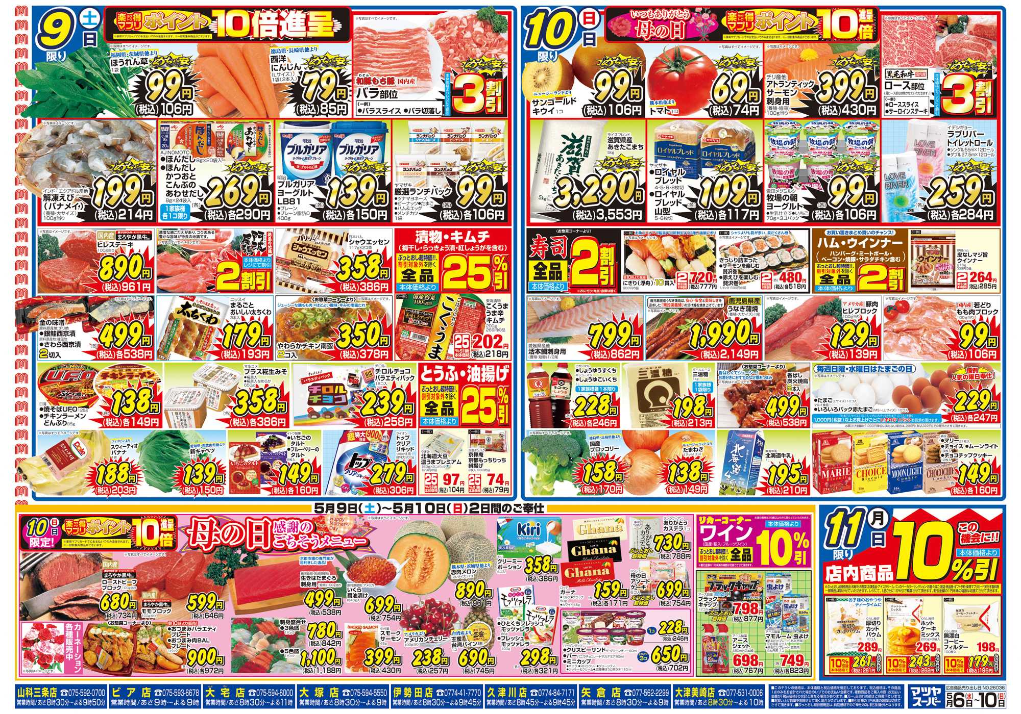 マツヤスーパー 5/6号　裏　めちゃ安・母の日	