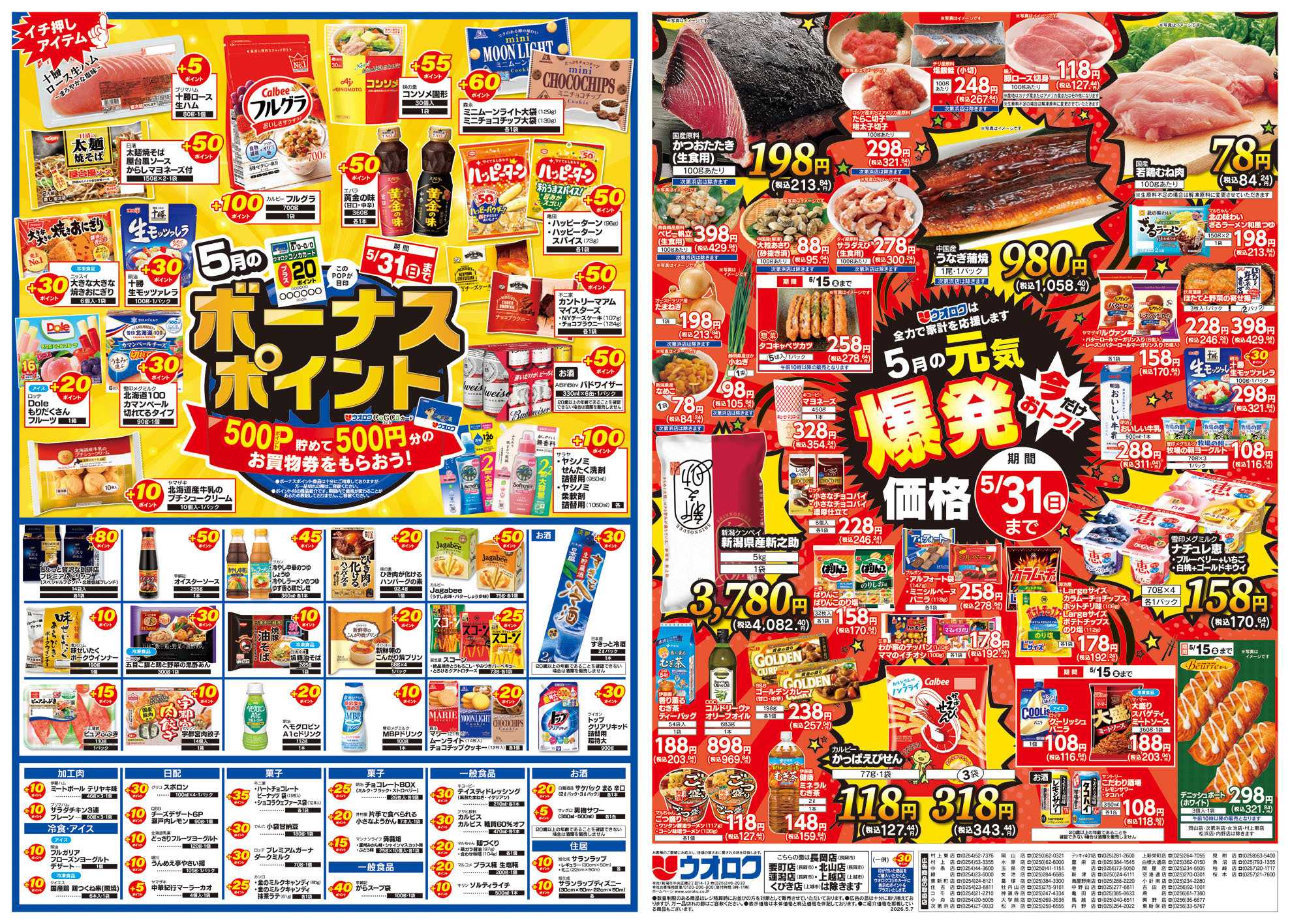 ウオロク 木曜ズバッと市/金曜まとめ得/ボーナスポイント/元気爆発価格