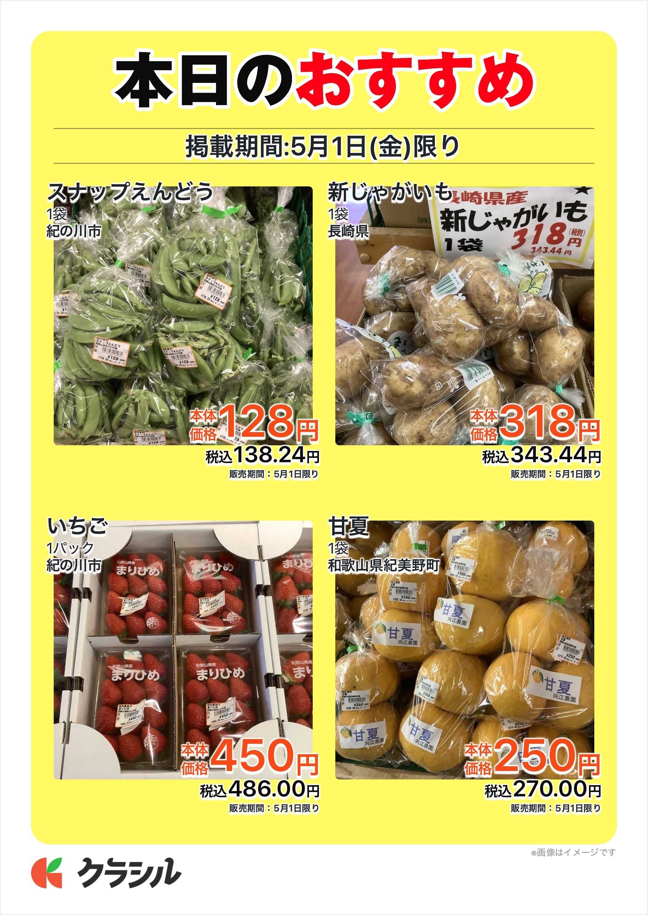 産直市場よってって 本日のおすすめ