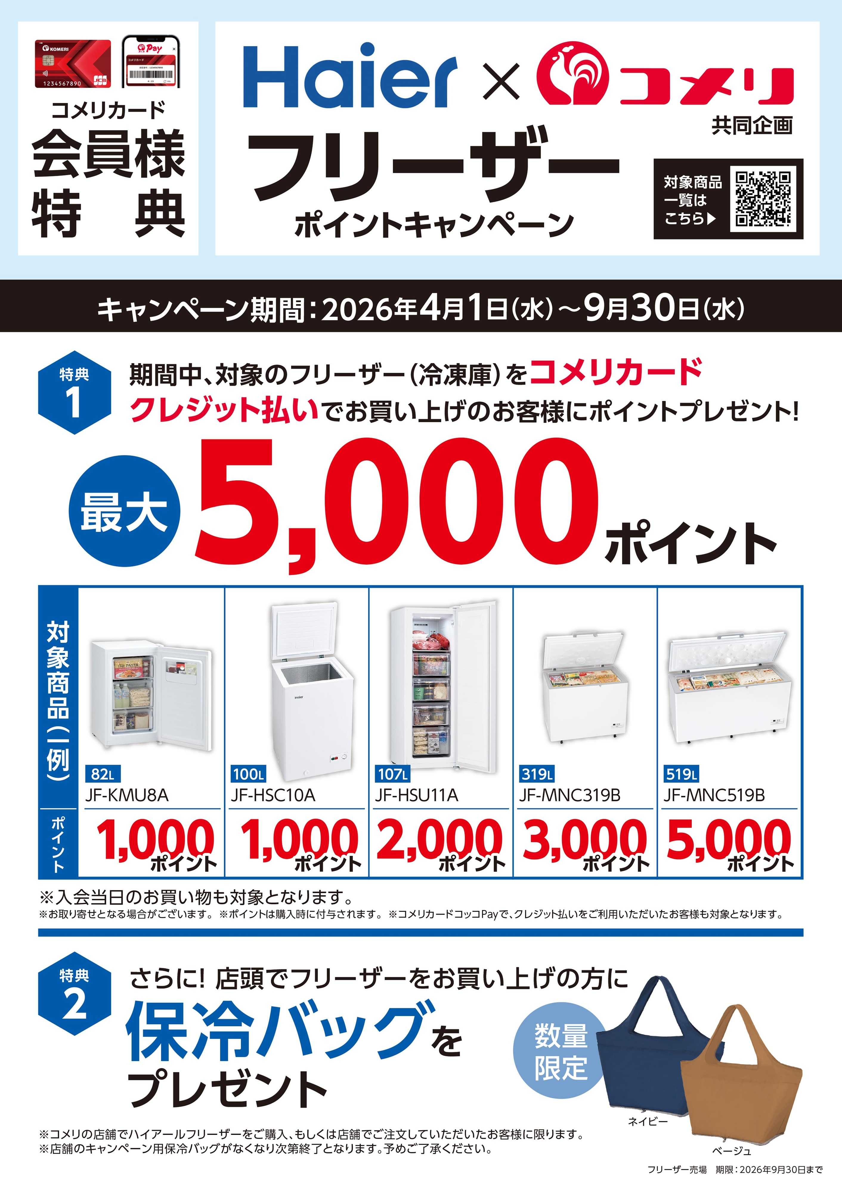 コメリハード＆グリーン ハイアール　ポイントキャンペーン