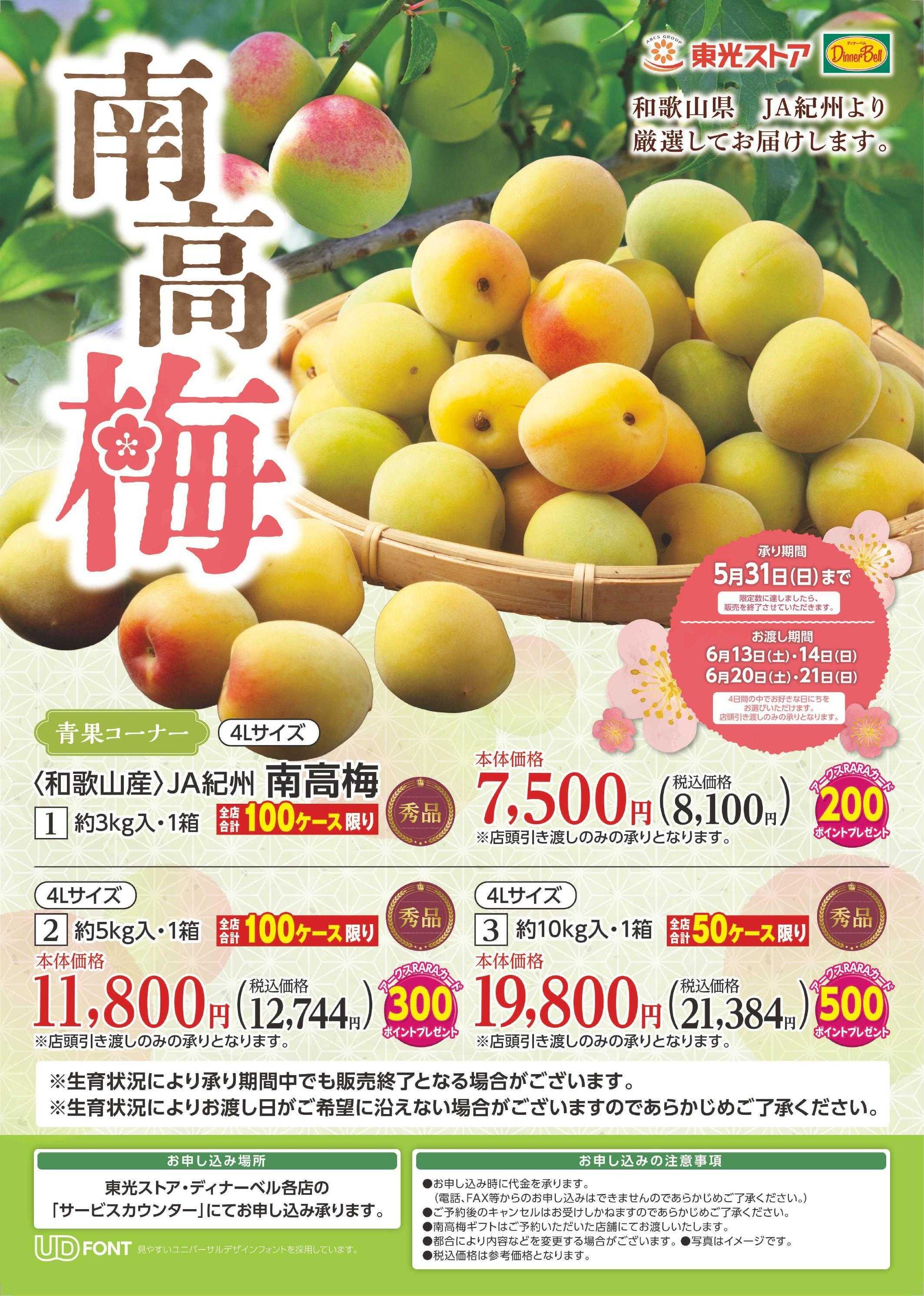東光ストア 南高梅予約販売実施中！！