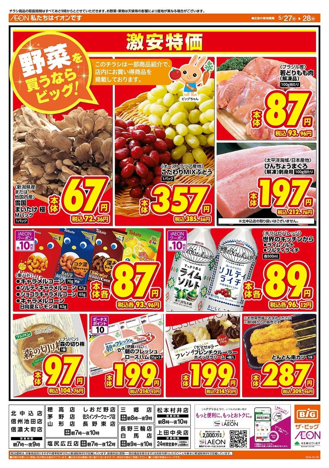 ザ・ビッグ 激安特価は水曜からのおすすめ品！