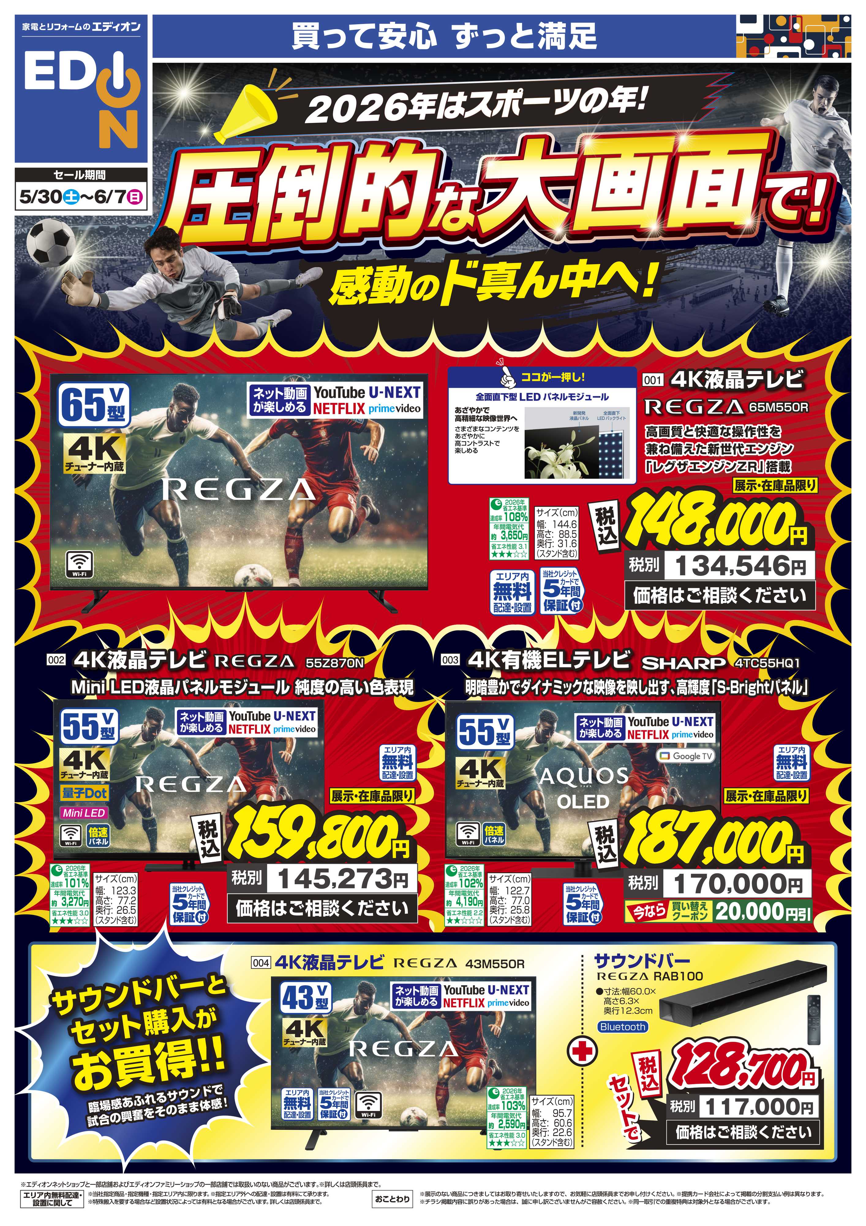EDION 圧倒的な大画面で！感動のド真ん中へ！