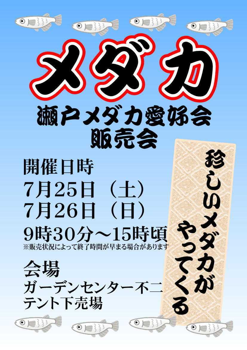 JA尾張中央 ガーデンセンター不二　メダカ販売会